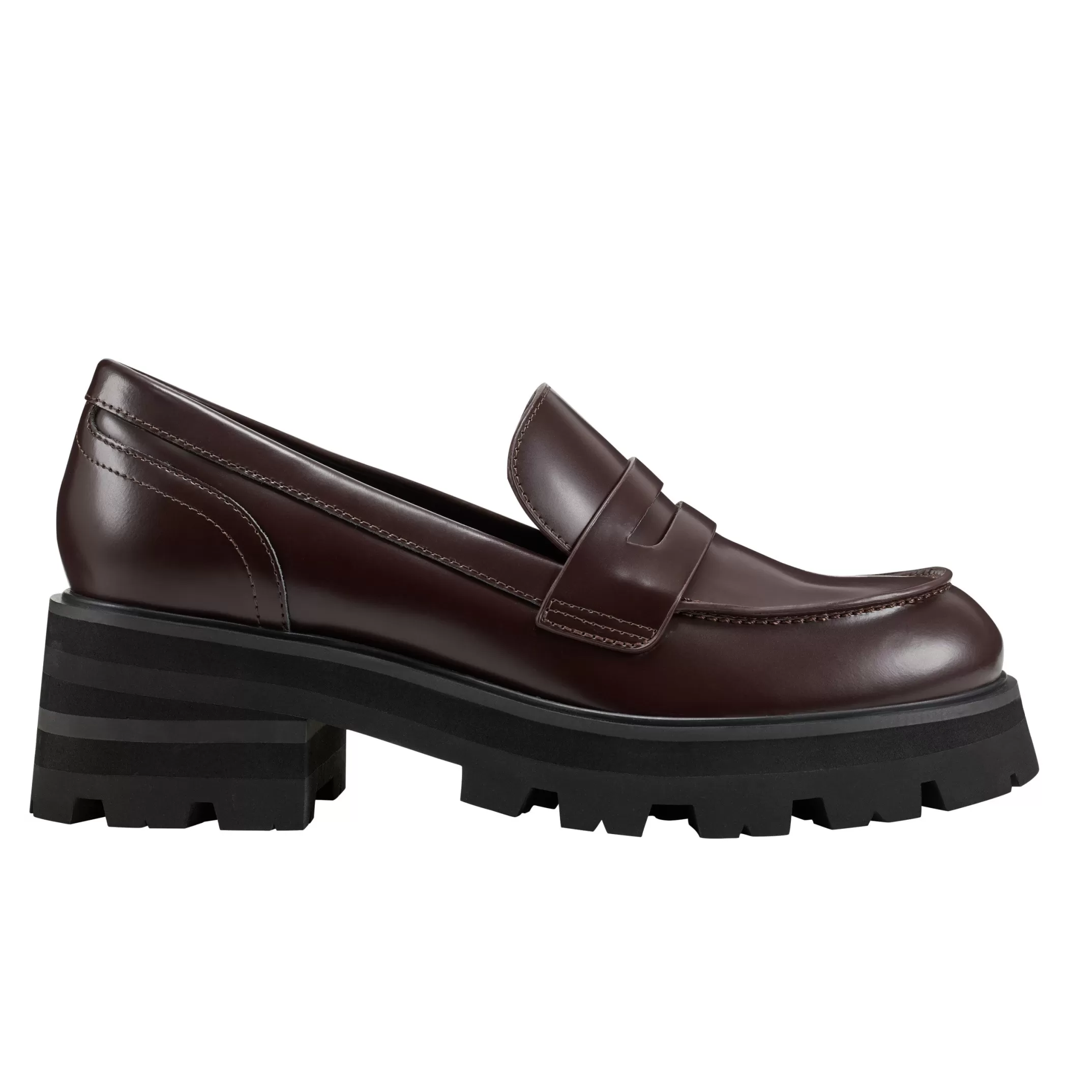 New Marc Fisher Latika Lug Sole Loafer Burgondy Leather