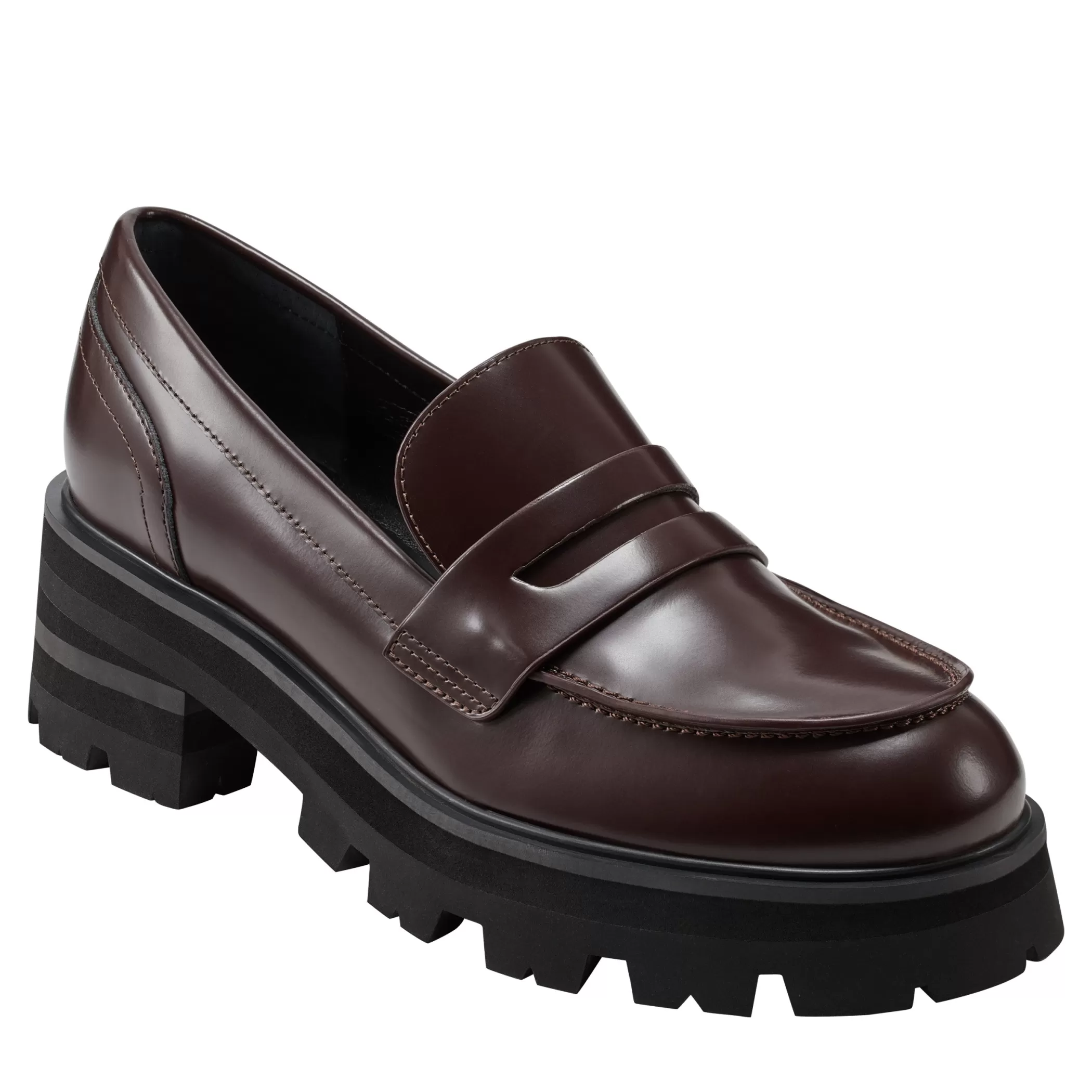 New Marc Fisher Latika Lug Sole Loafer Burgondy Leather