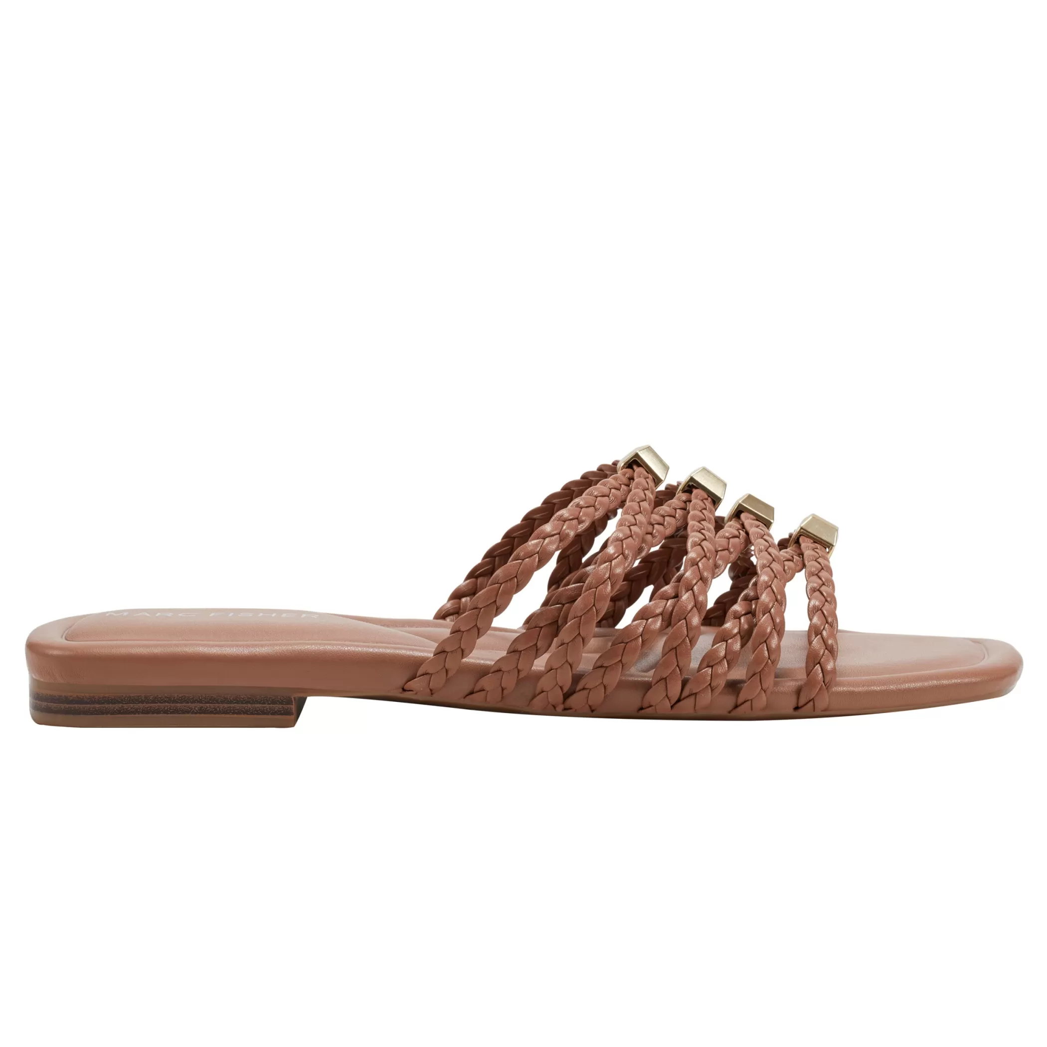 New Marc Fisher Lelina Flat Slide Sandal Dark Natural