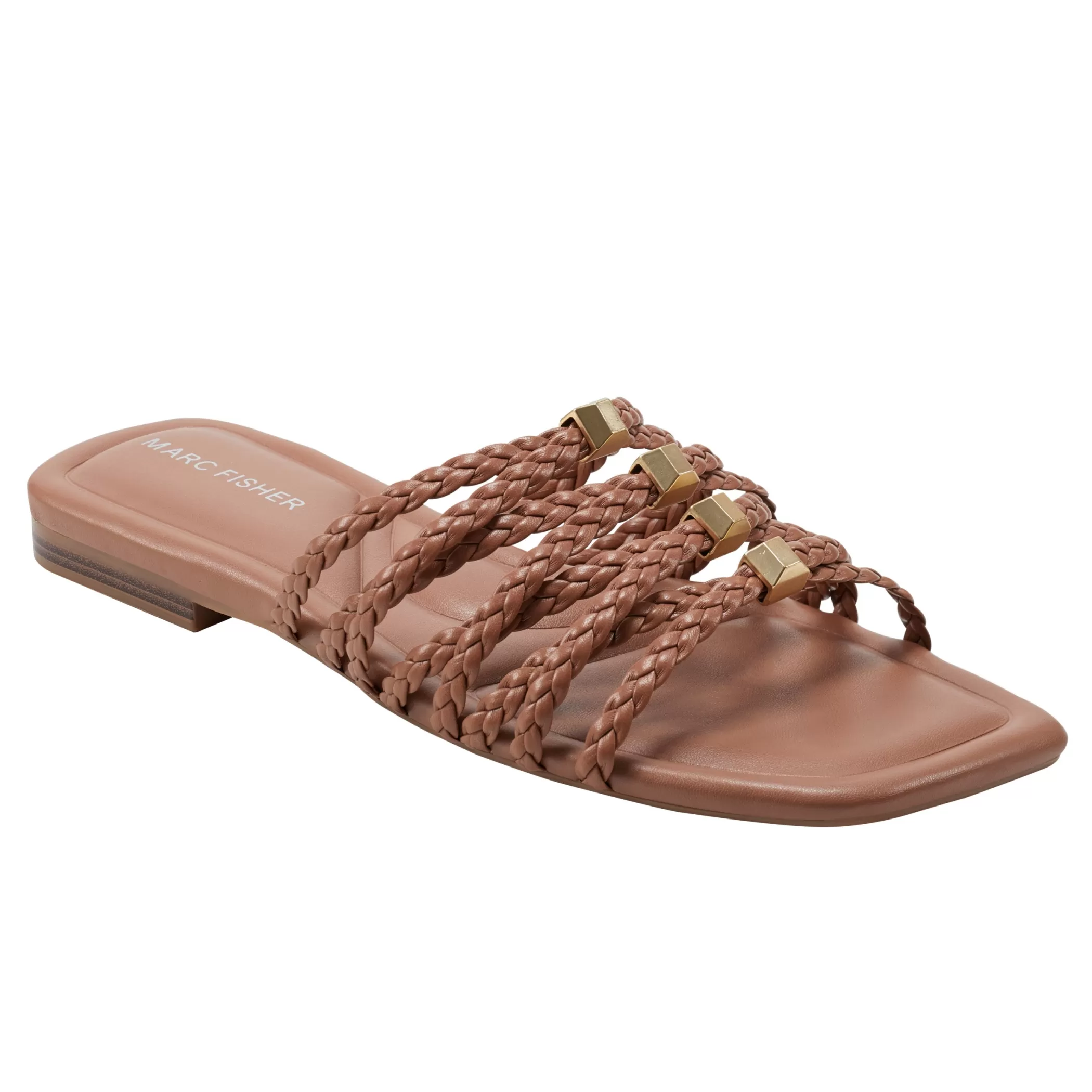 New Marc Fisher Lelina Flat Slide Sandal Dark Natural