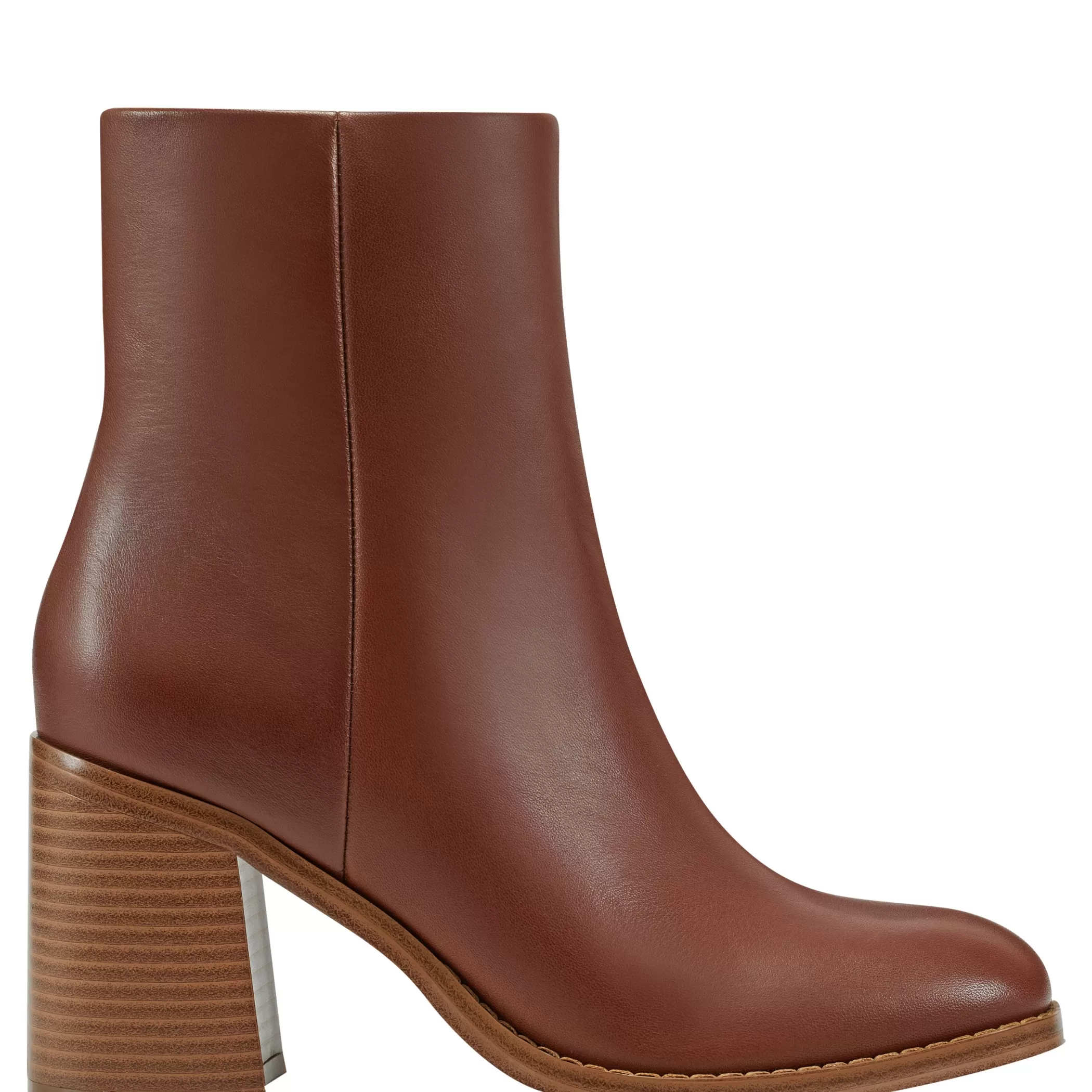 Best Marc Fisher Lianna Sqaure Toe Block Heel Dress Bootie Brown Leather