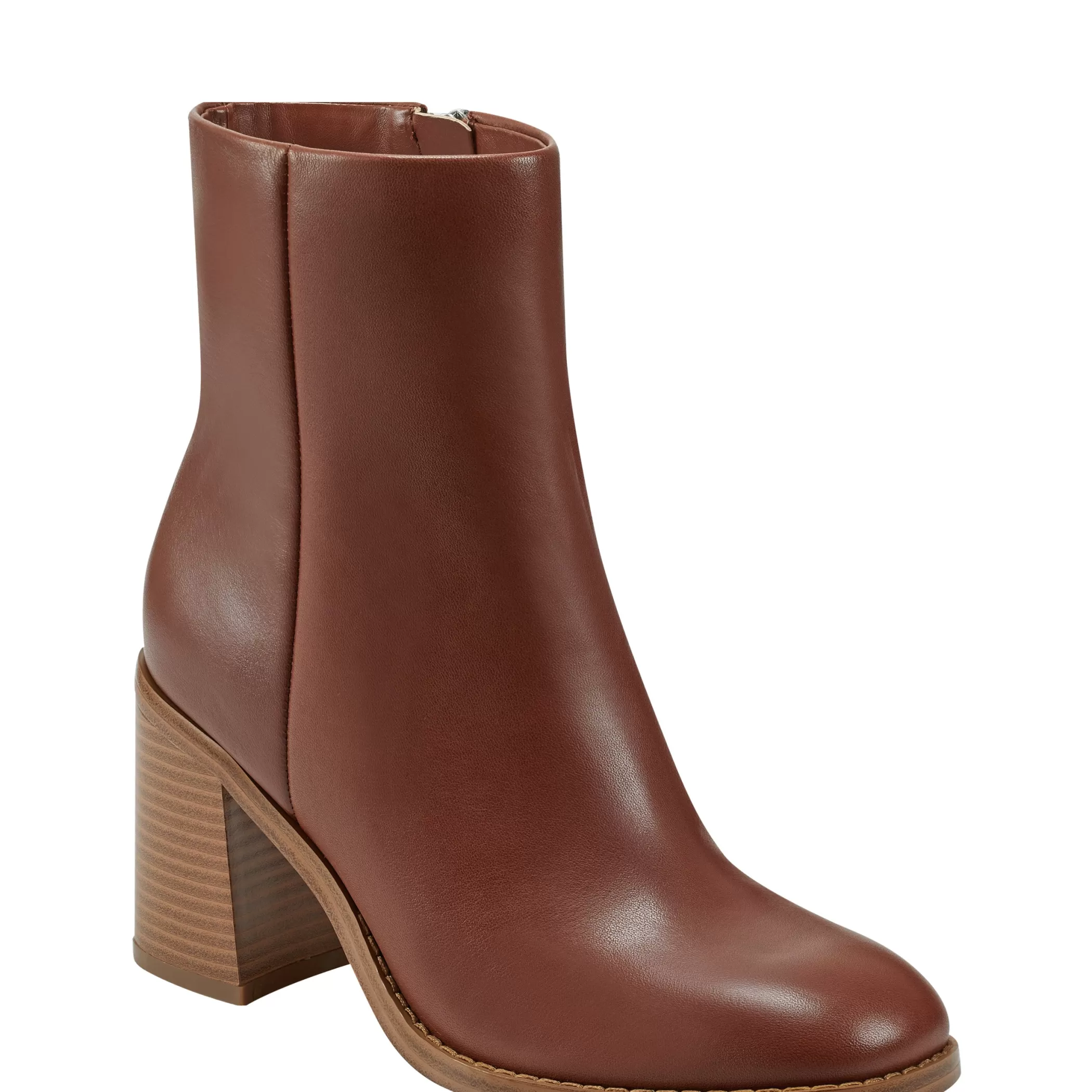 Best Marc Fisher Lianna Sqaure Toe Block Heel Dress Bootie Brown Leather