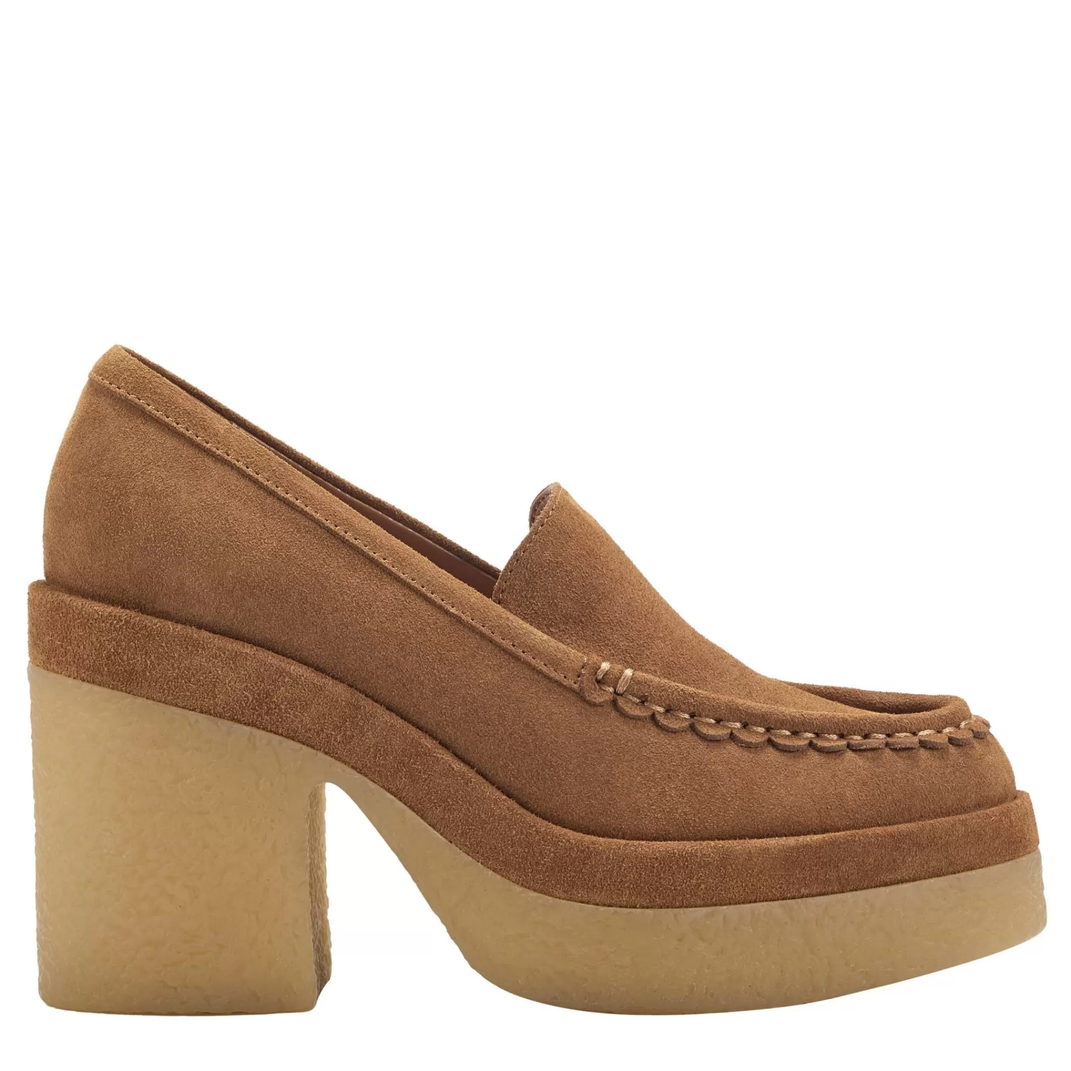 Shop Marc Fisher Lina Heeled Loafer Brown Suede