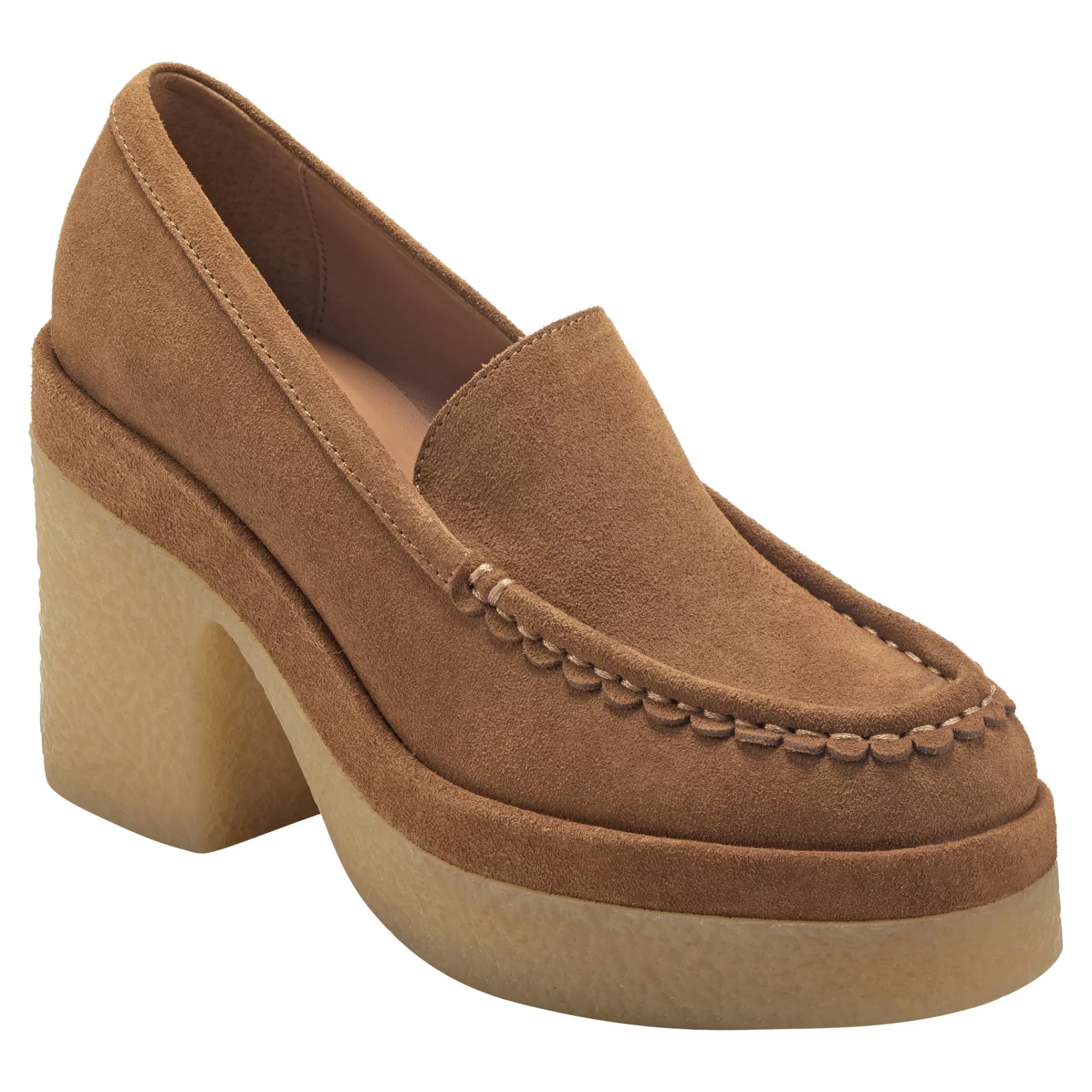 Shop Marc Fisher Lina Heeled Loafer Brown Suede