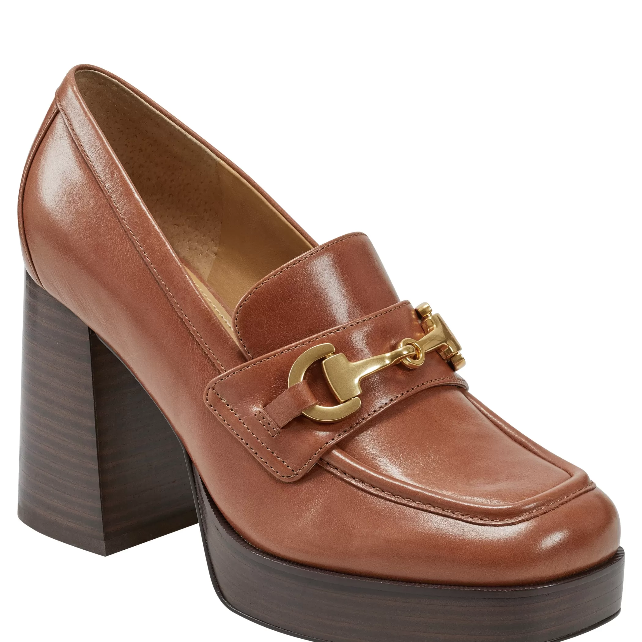 Fashion Marc Fisher Machi Heeled Loafer Natural Leather