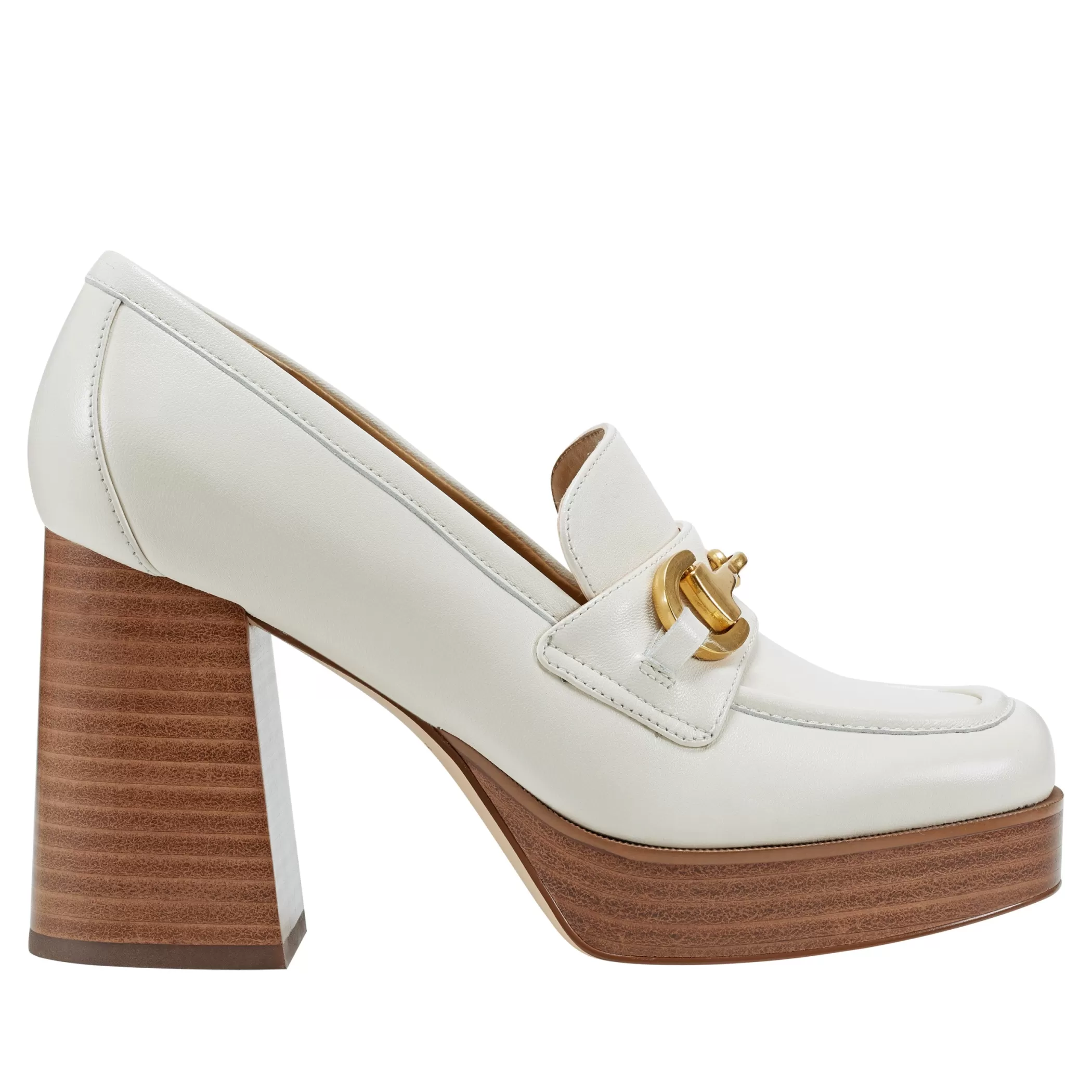 Cheap Marc Fisher Machi Heeled Loafer Chic Cream Leather