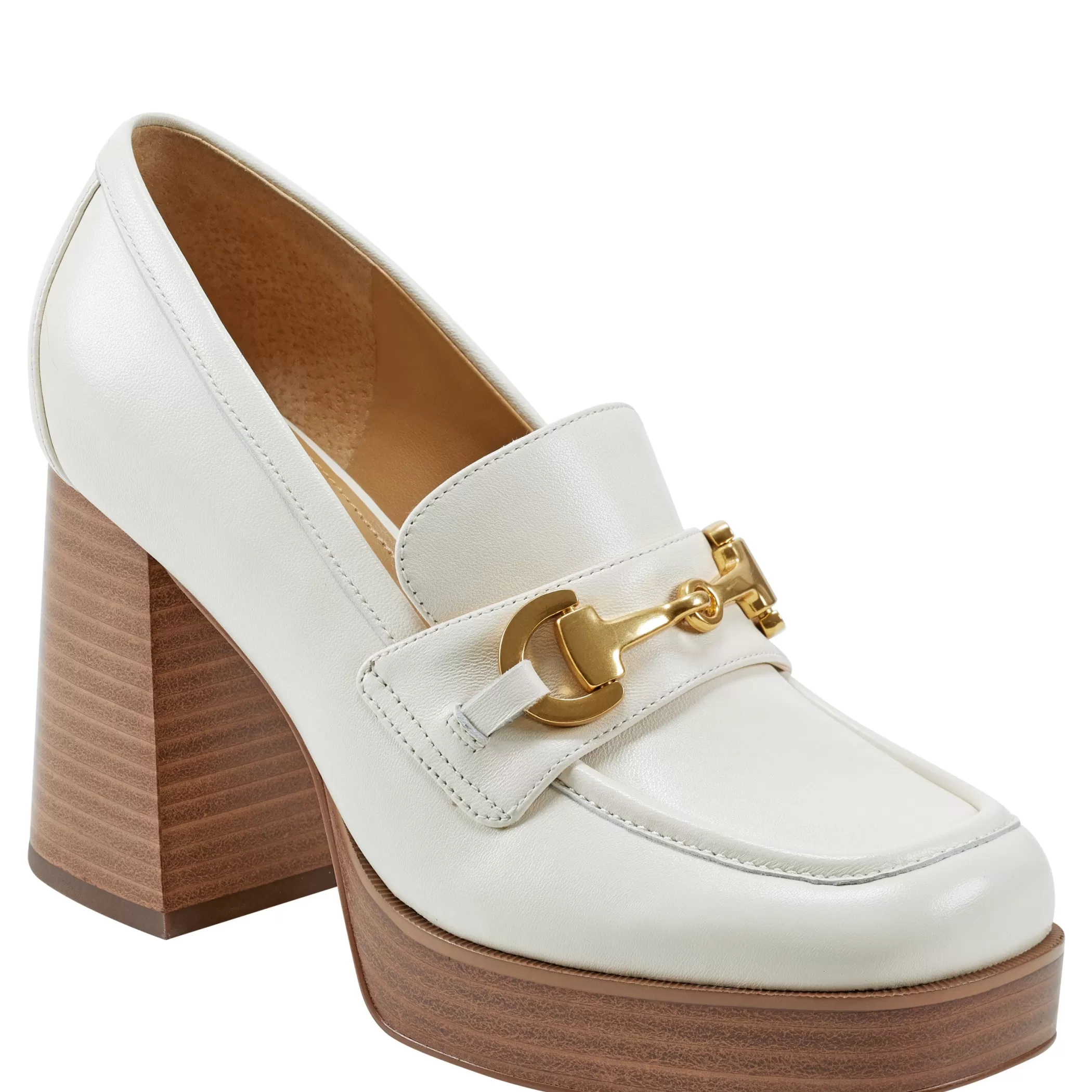 Cheap Marc Fisher Machi Heeled Loafer Chic Cream Leather