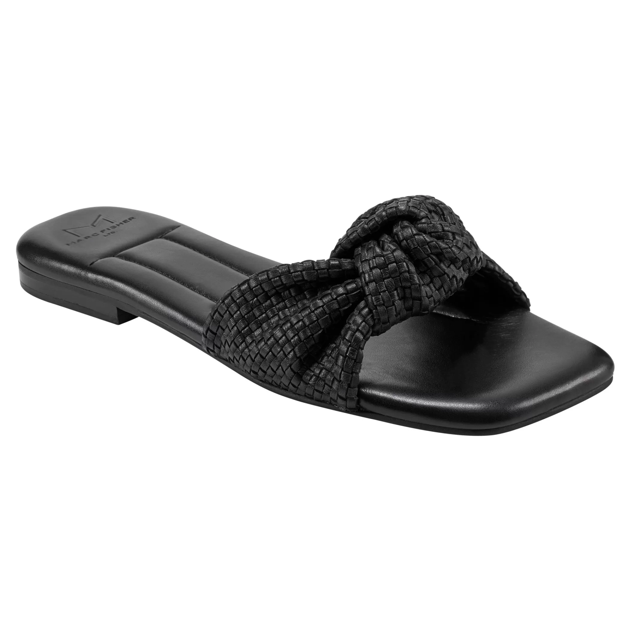 Best Marc Fisher Marlon Flat Slide Sandal Black Leather