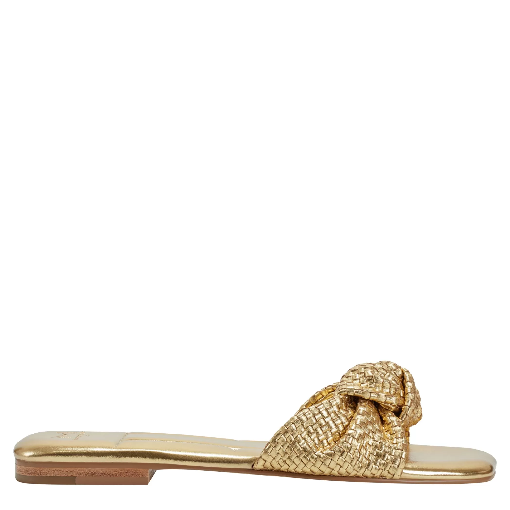 Cheap Marc Fisher Marlon Flat Slide Sandal Gold Metallic Leather