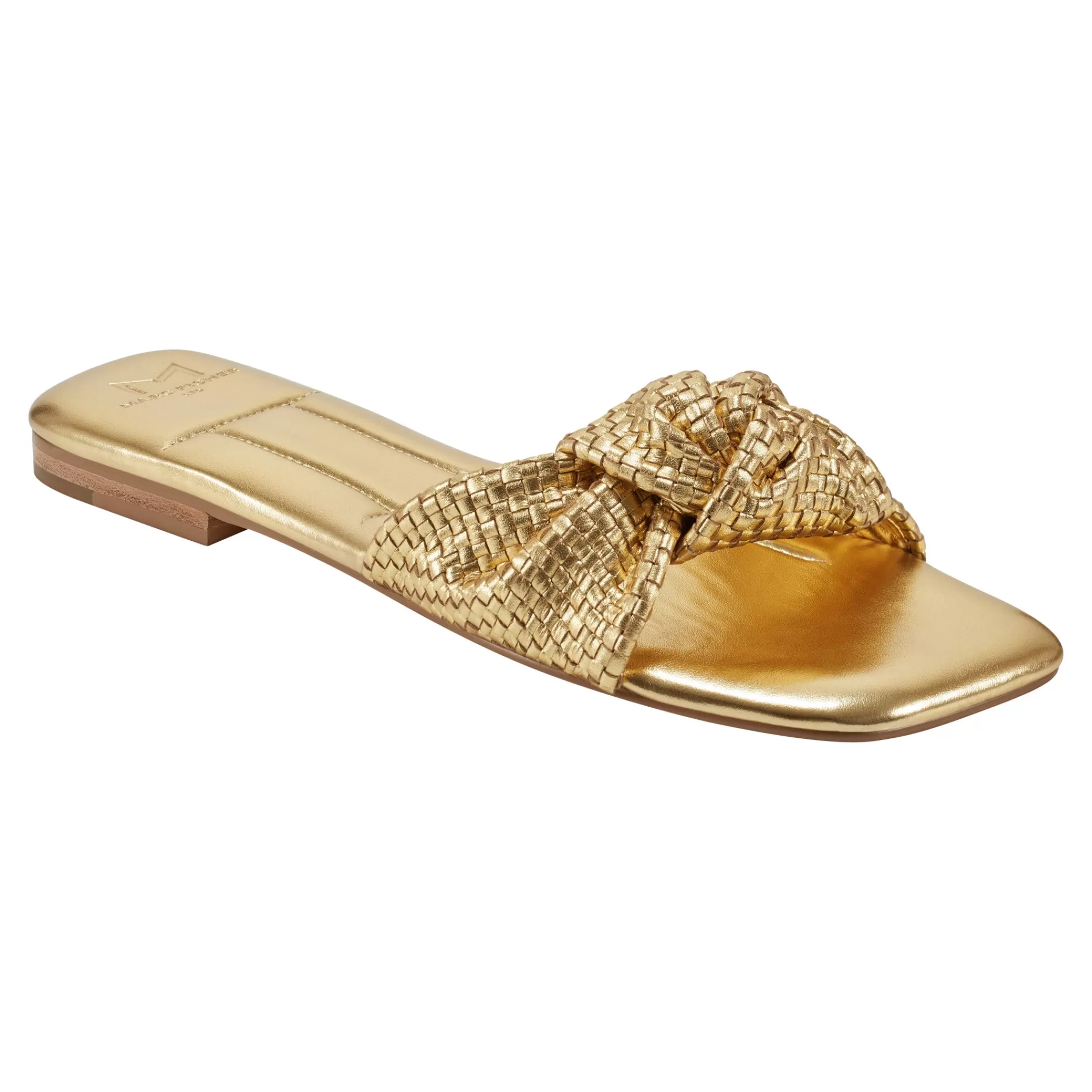 Cheap Marc Fisher Marlon Flat Slide Sandal Gold Metallic Leather