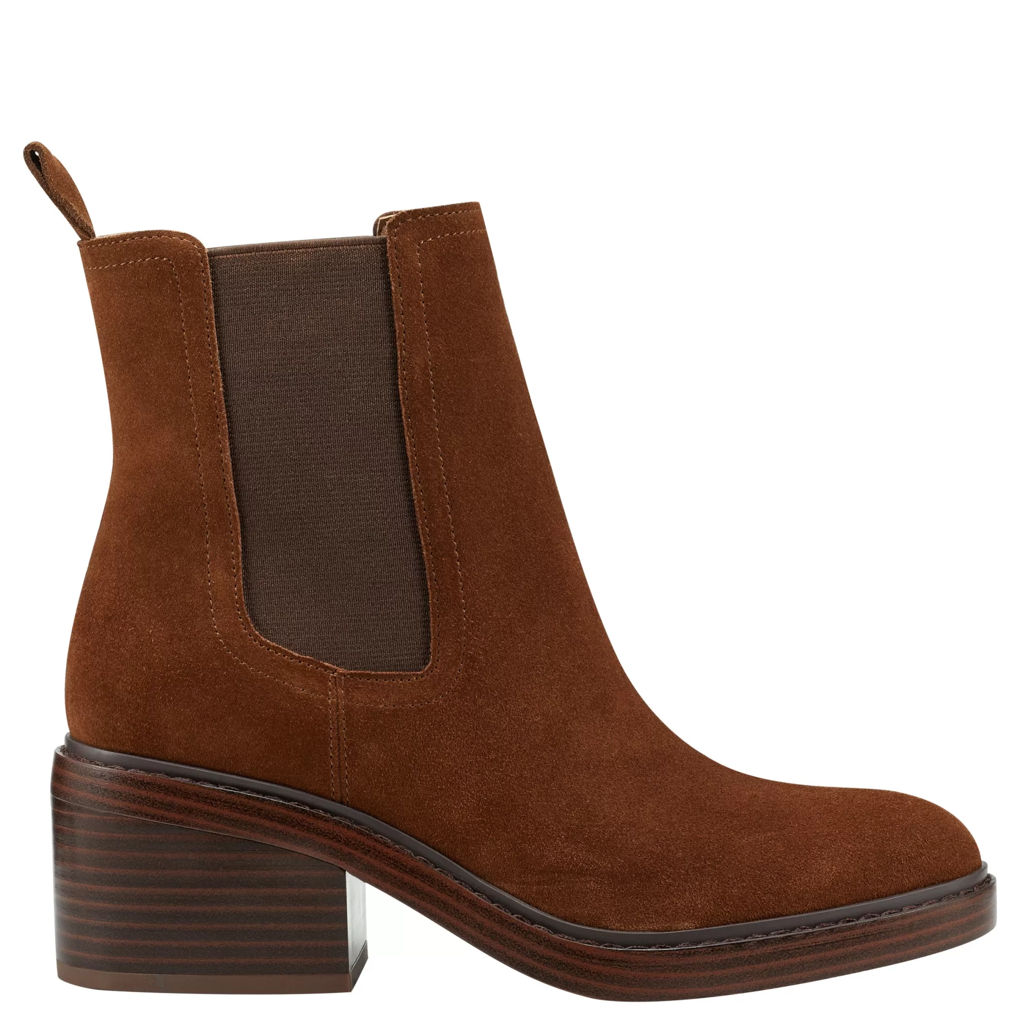 Online Marc Fisher Modesty Block Heel Round Toe Dress Bootie Brown Suede