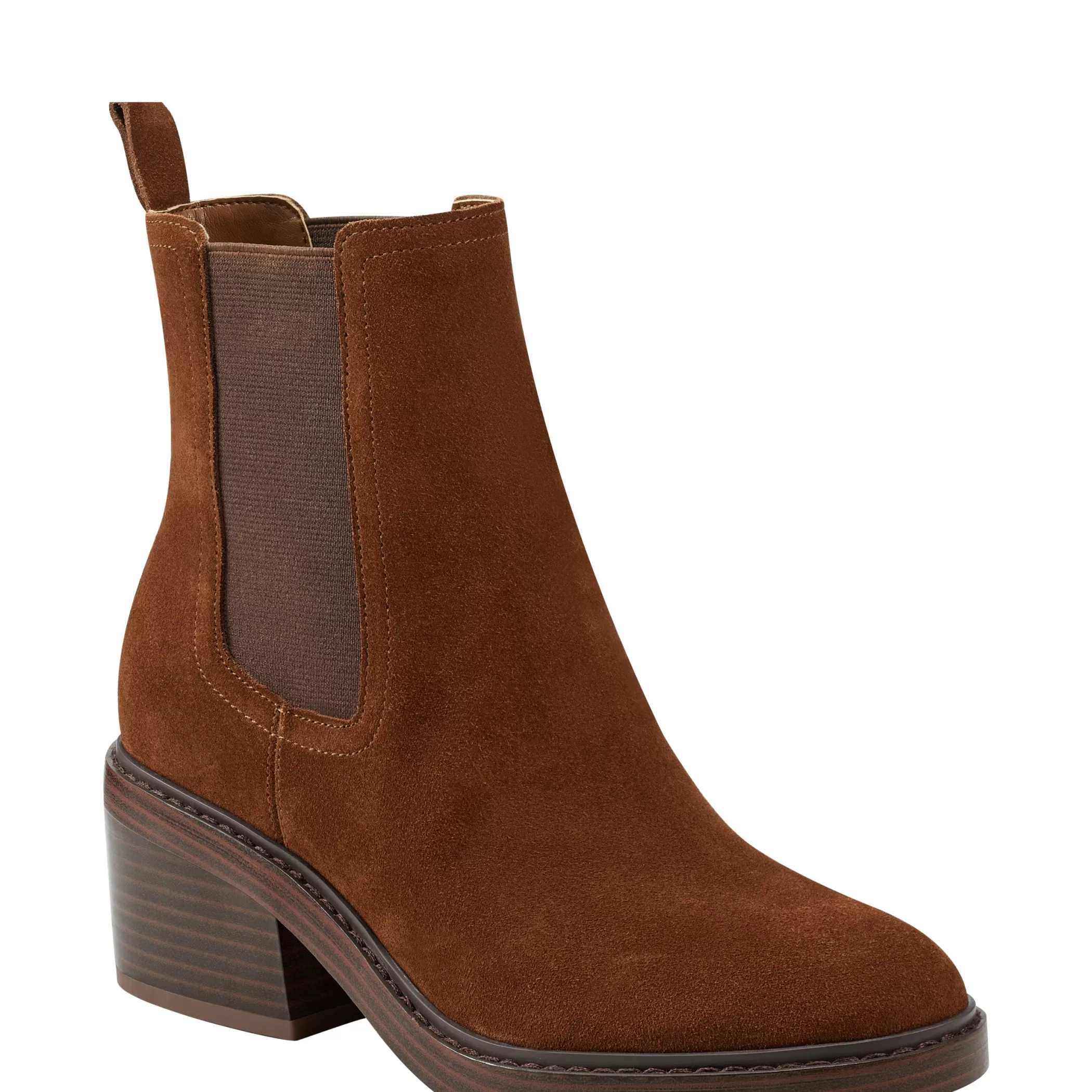 Online Marc Fisher Modesty Block Heel Round Toe Dress Bootie Brown Suede