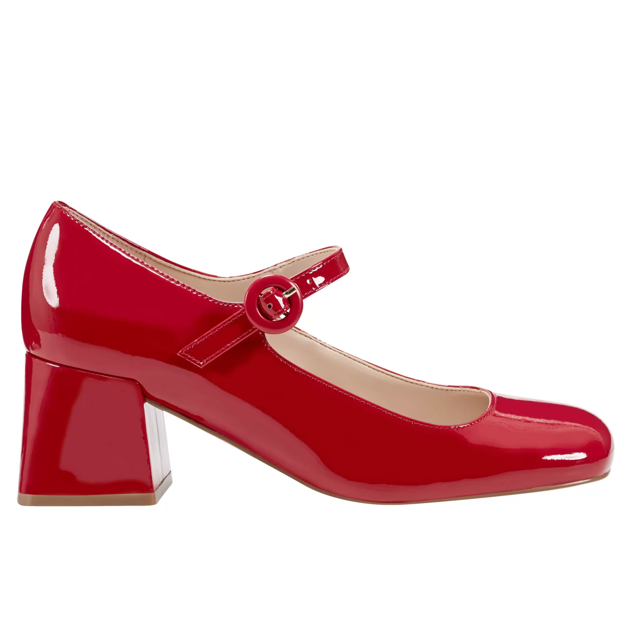 Shop Marc Fisher Nessily Block Heel Mary Jane Red Patent Leather