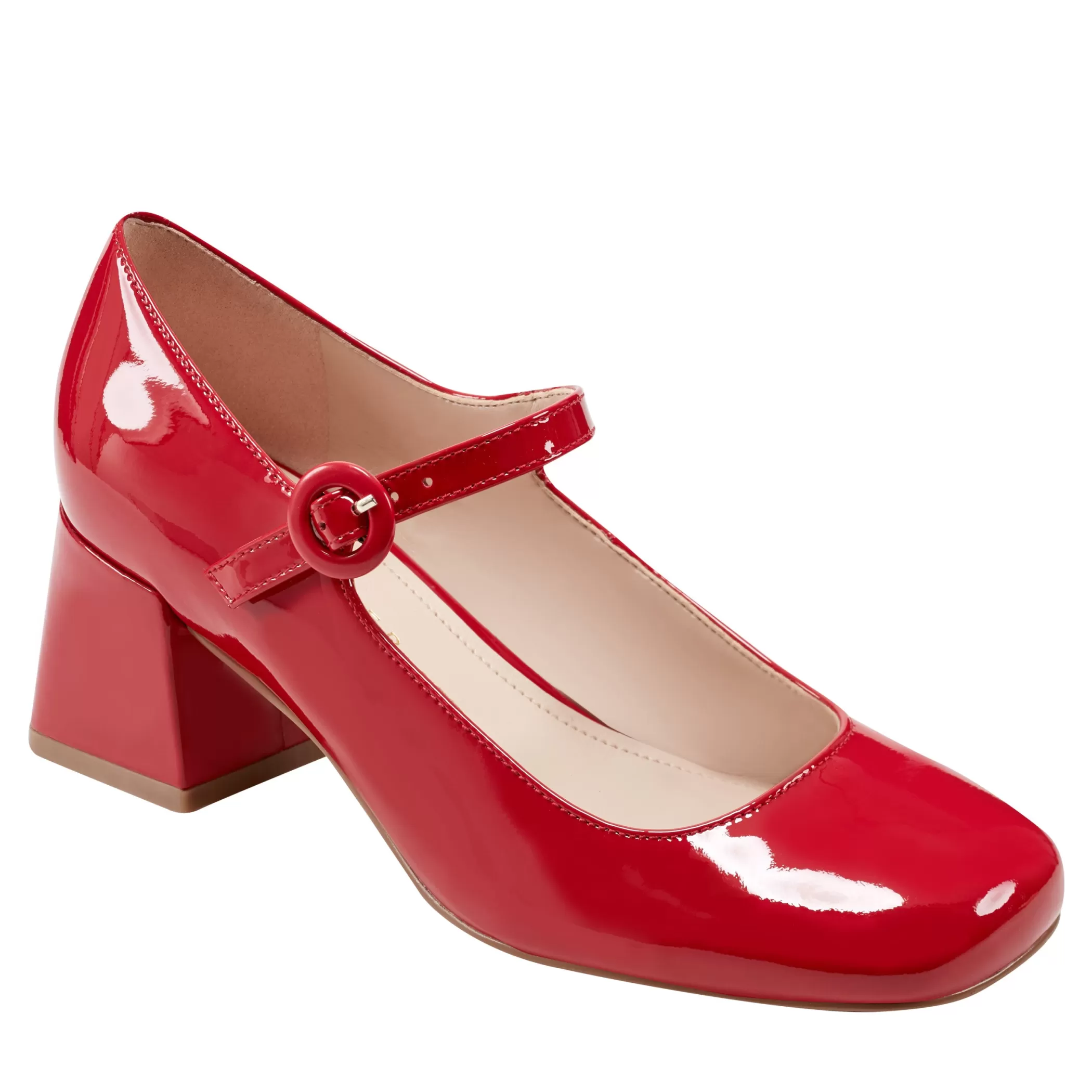 Shop Marc Fisher Nessily Block Heel Mary Jane Red Patent Leather