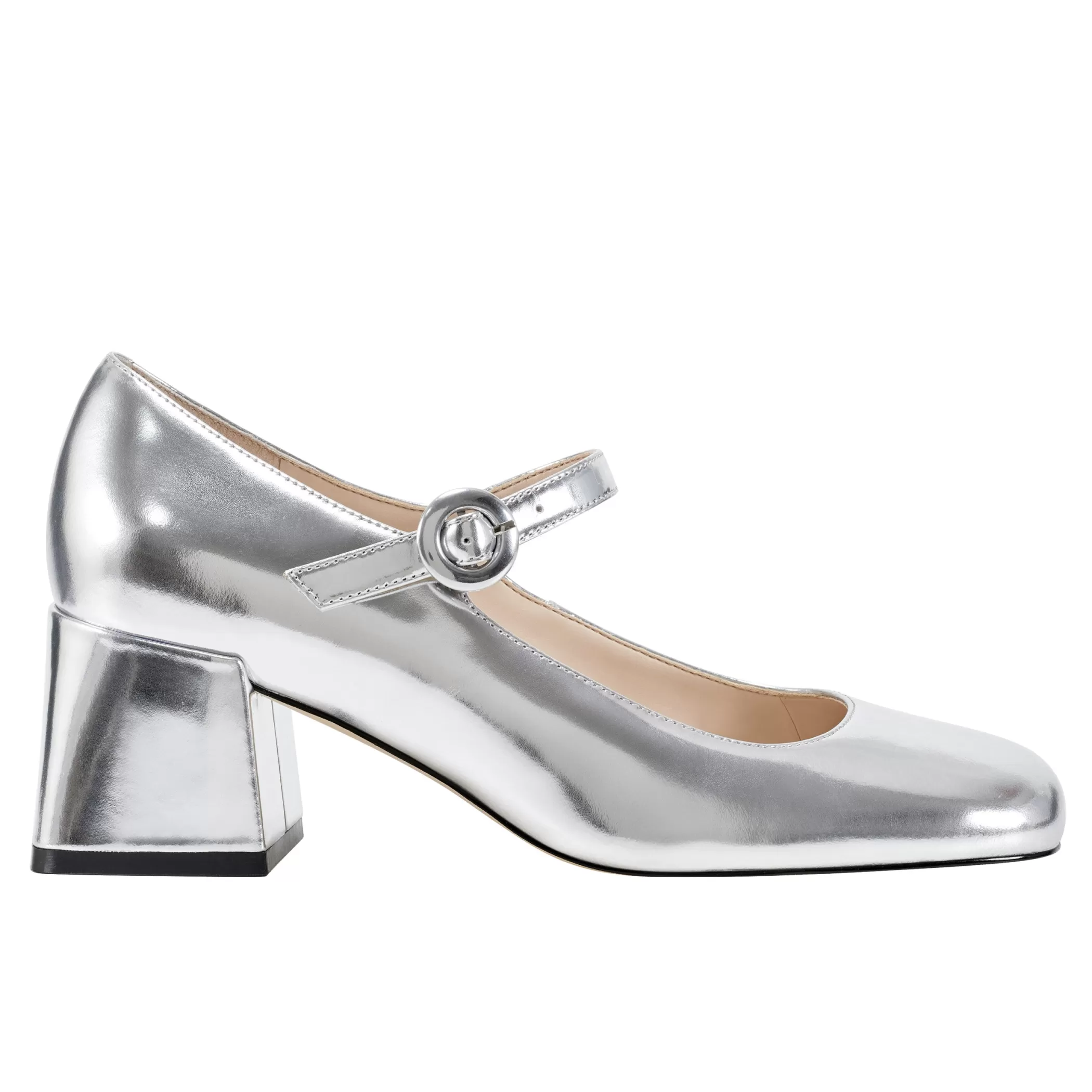 Clearance Marc Fisher Nessily Block Heel Mary Jane Silver