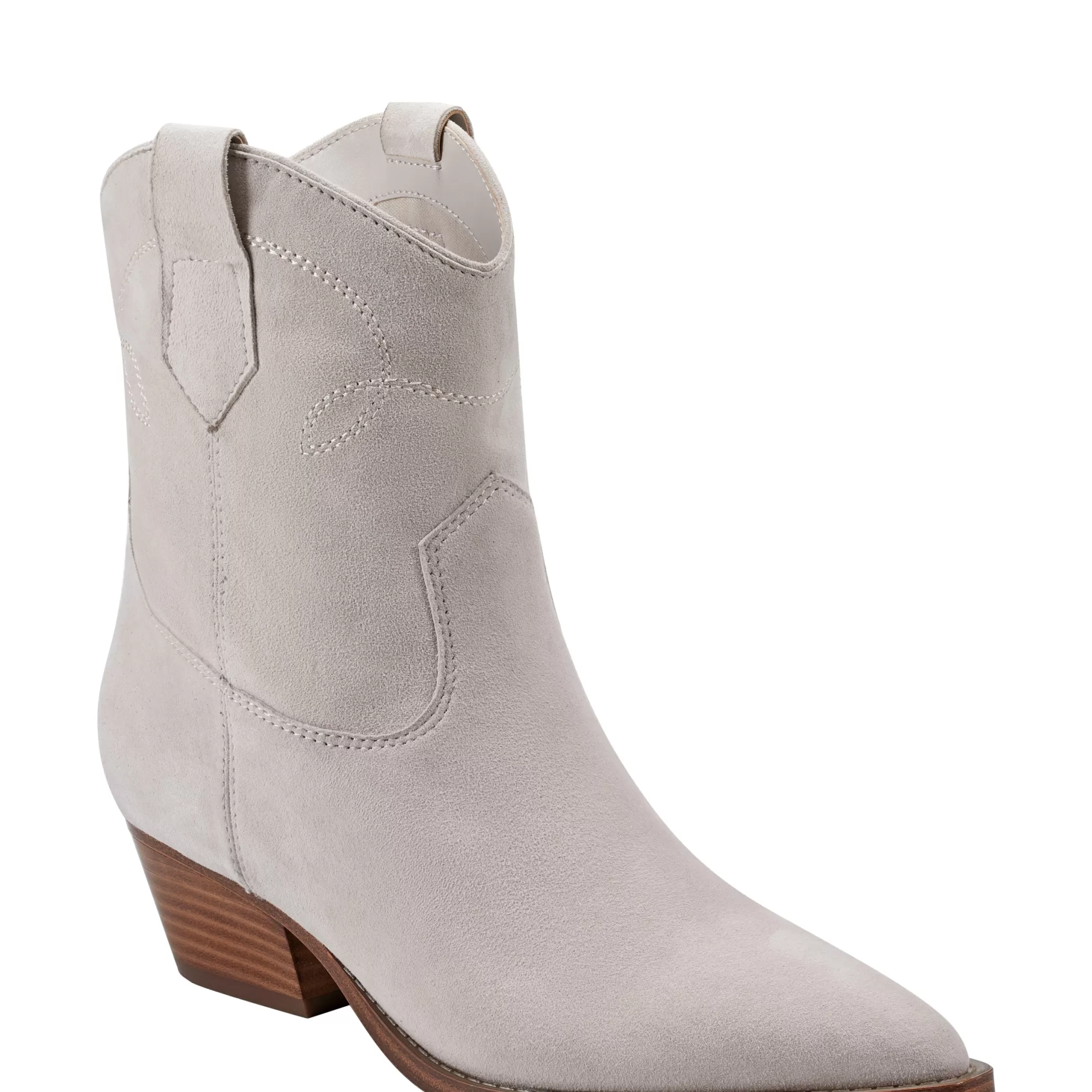 Clearance Marc Fisher Nonie Western Ankle Bootie Taupe Leather