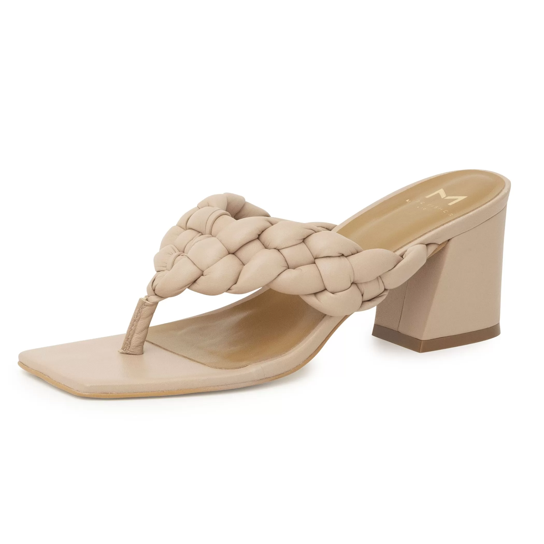 Flash Sale Marc Fisher Norsa Block Heel Sandal Natural Leather