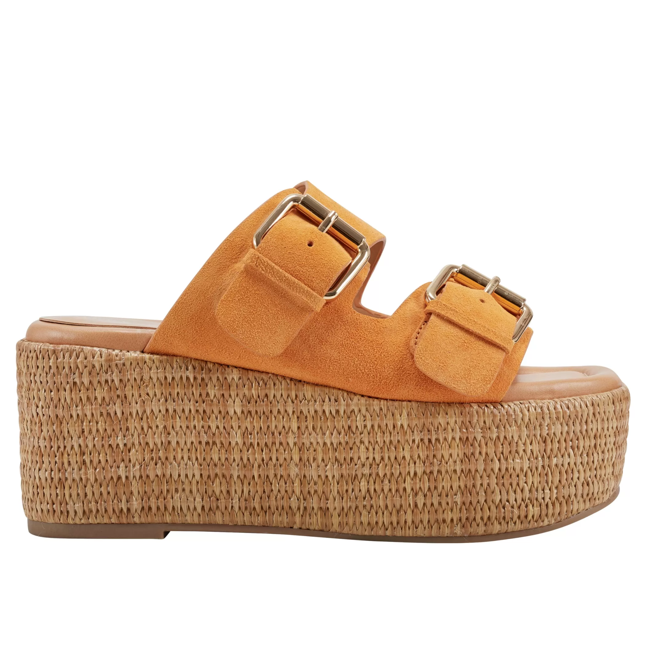 Cheap Marc Fisher Palery Platform Buckle Slide Sandal Orange Suede