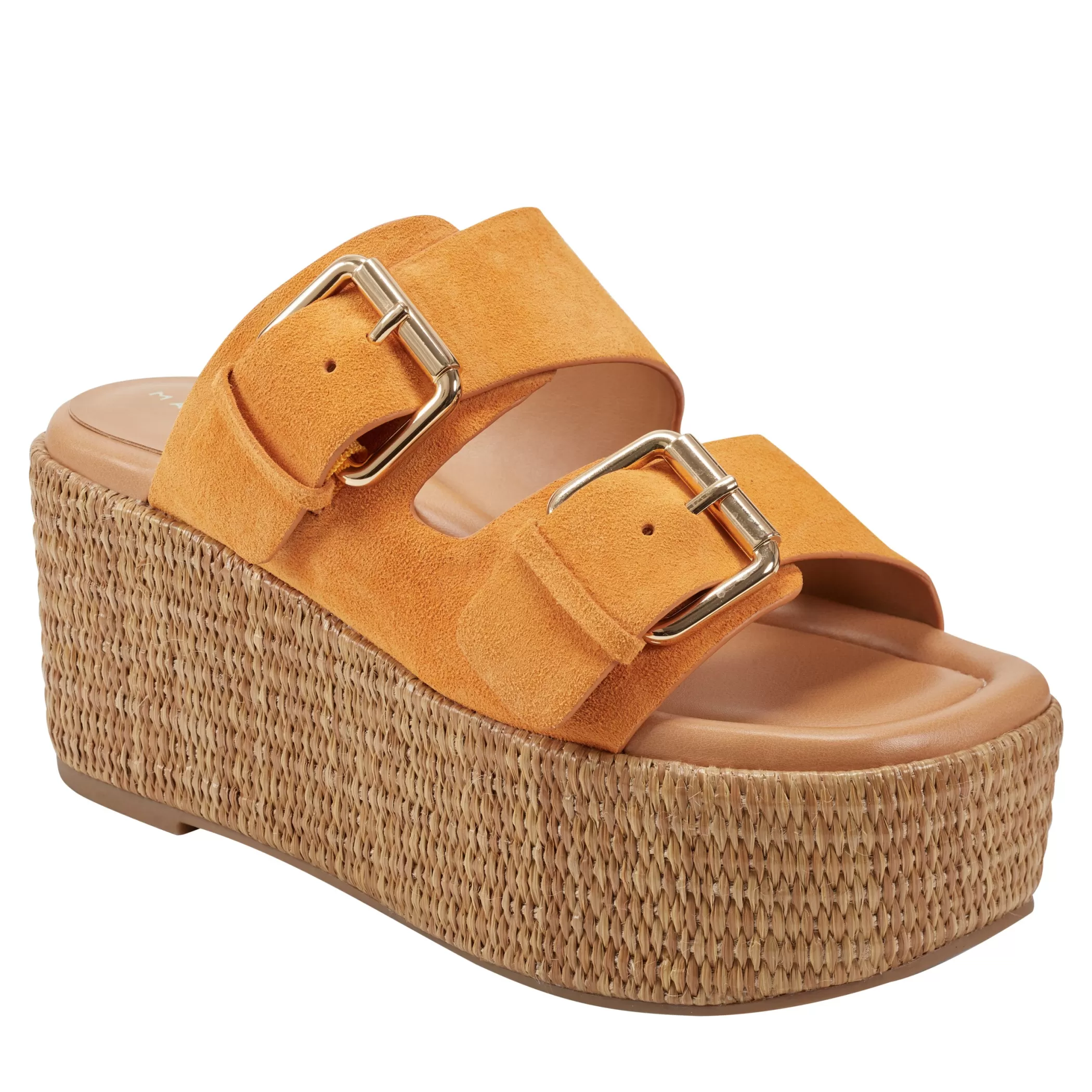 Cheap Marc Fisher Palery Platform Buckle Slide Sandal Orange Suede