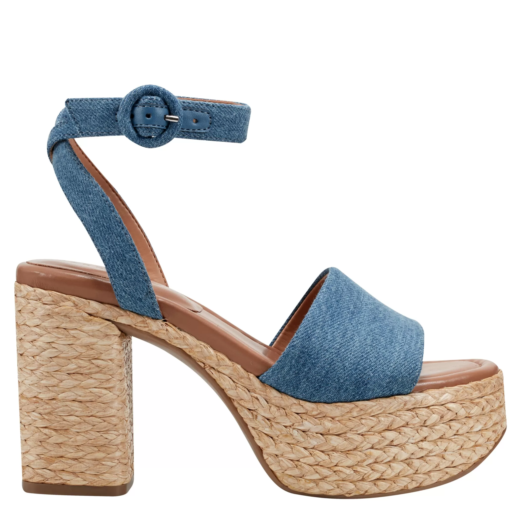 New Marc Fisher Palyca Platform Espadrille Sandal Denim