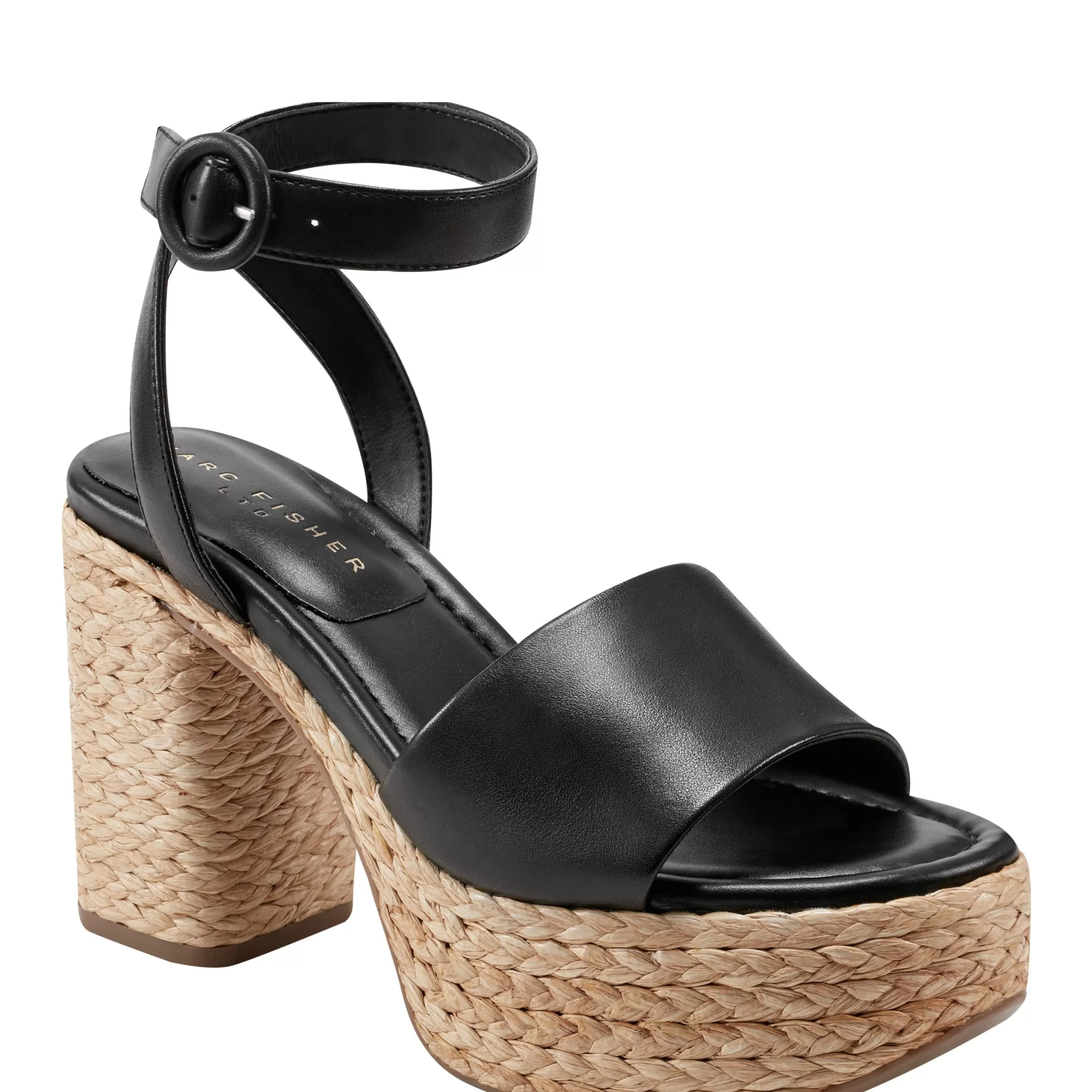 Cheap Marc Fisher Palyca Platform Espadrille Sandal Black Leather