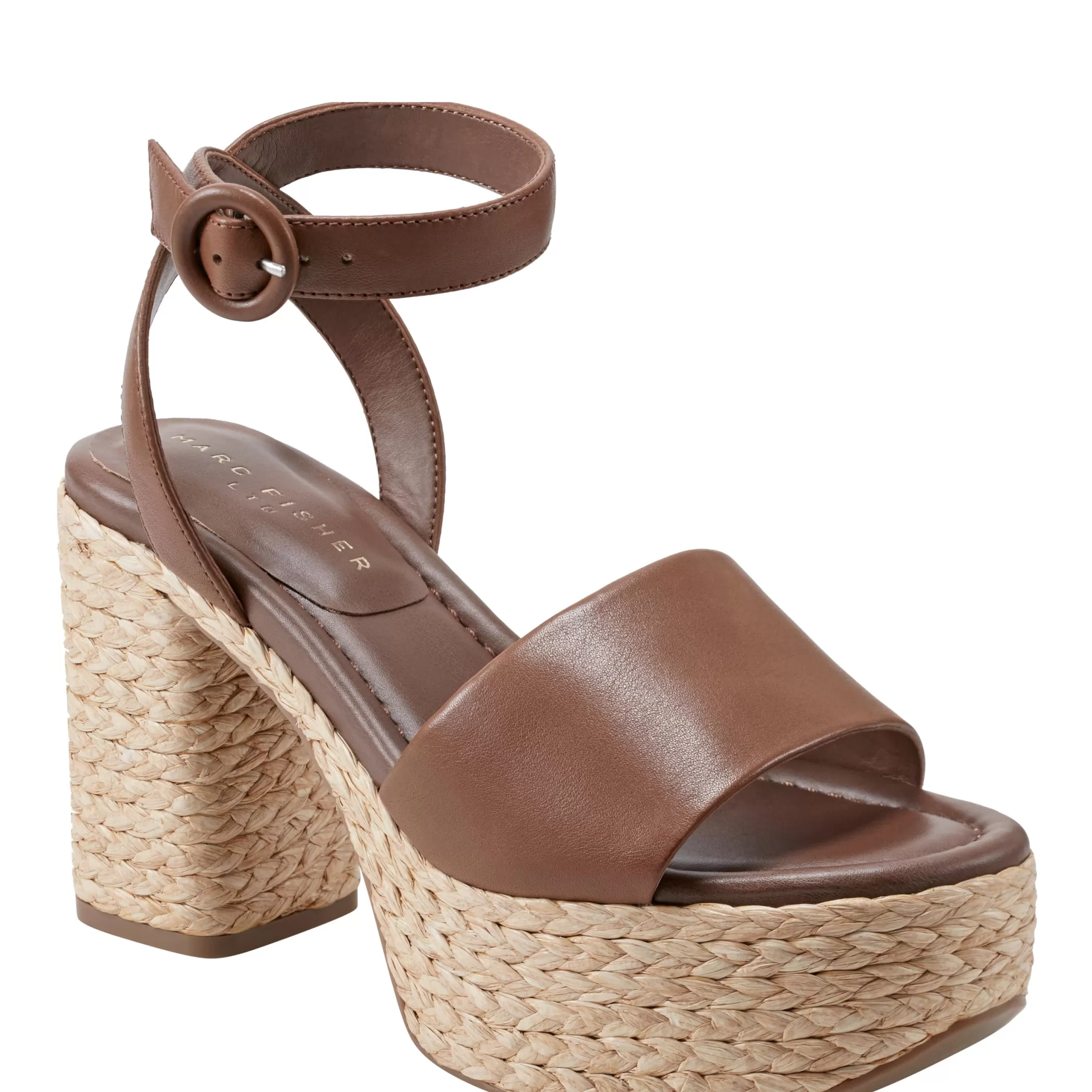 Online Marc Fisher Palyca Platform Espadrille Sandal Brown Leather