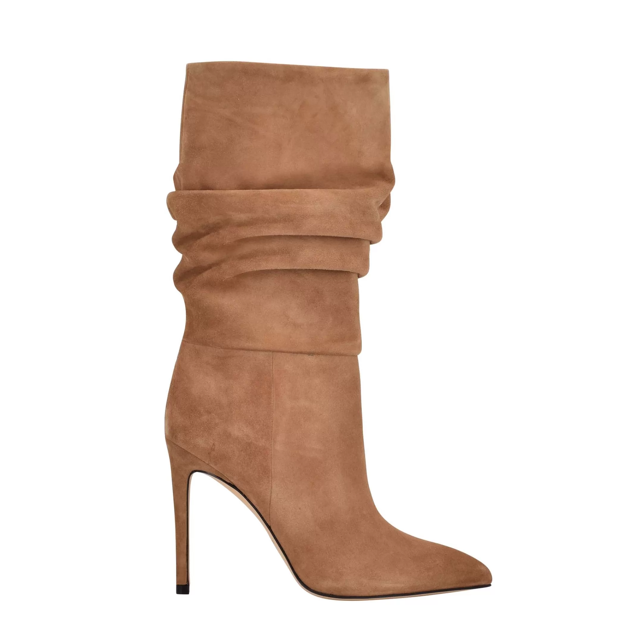 New Marc Fisher Romy Heeled Boot Cognac Suede