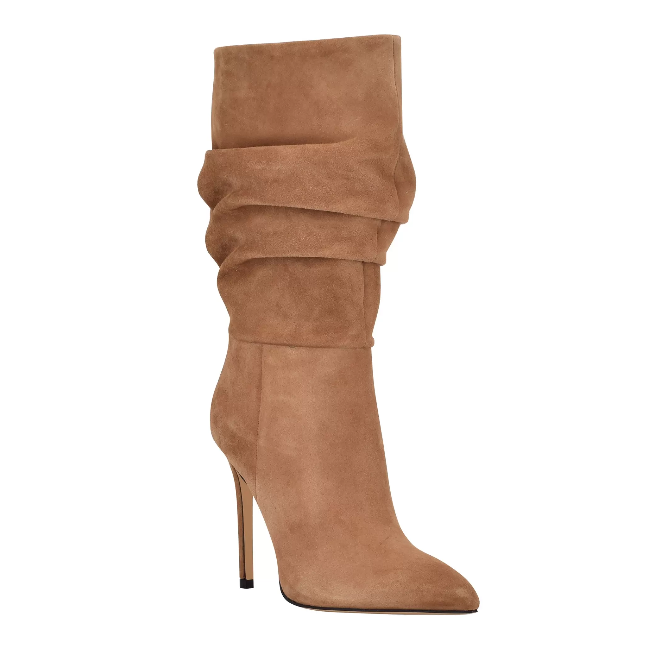 New Marc Fisher Romy Heeled Boot Cognac Suede