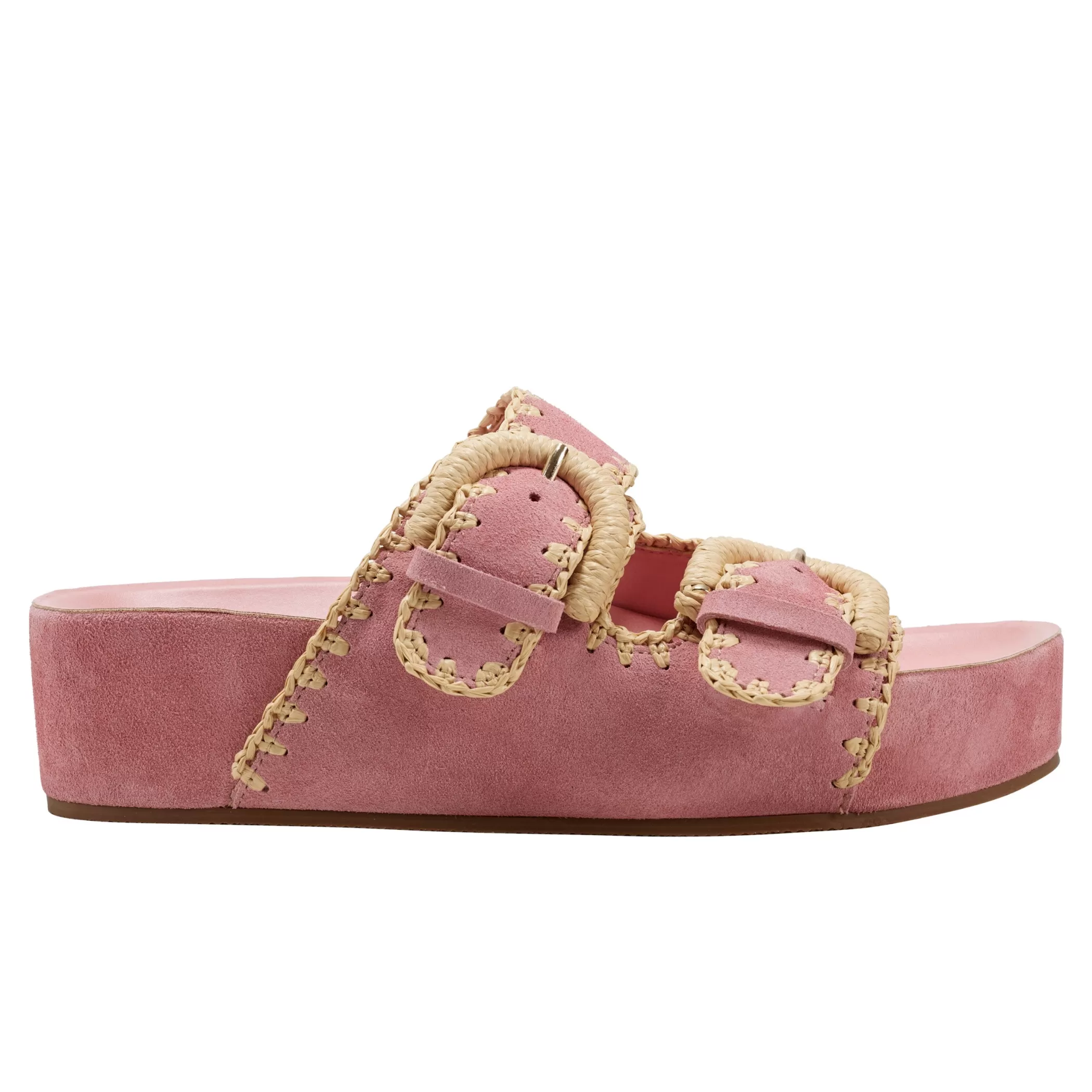 New Marc Fisher Solea Buckle Footbed Sandal Pink