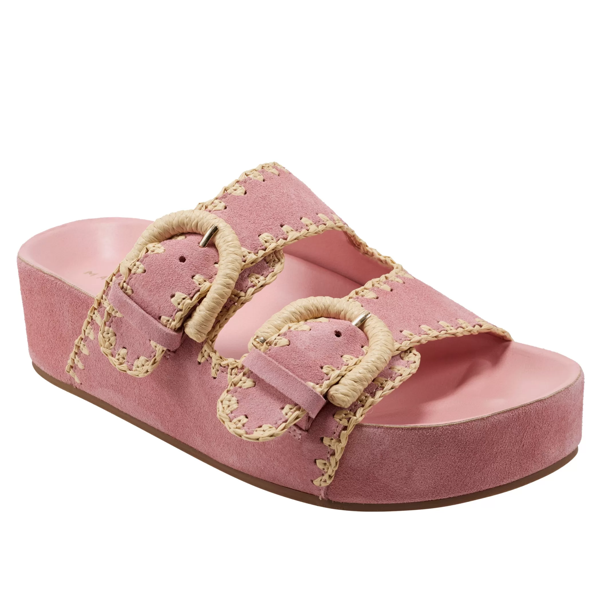 New Marc Fisher Solea Buckle Footbed Sandal Pink