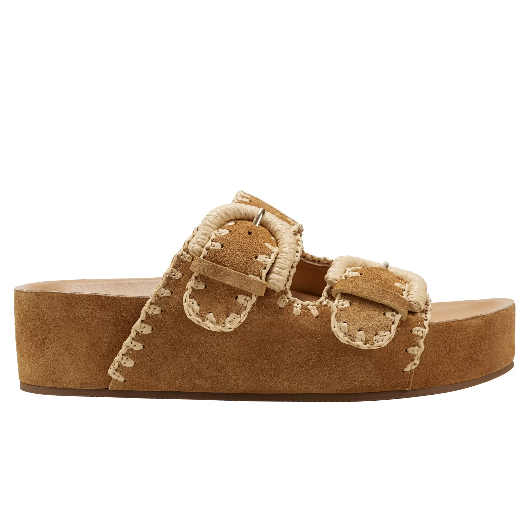 Discount Marc Fisher Solea Buckle Footbed Sandal Medium Natural