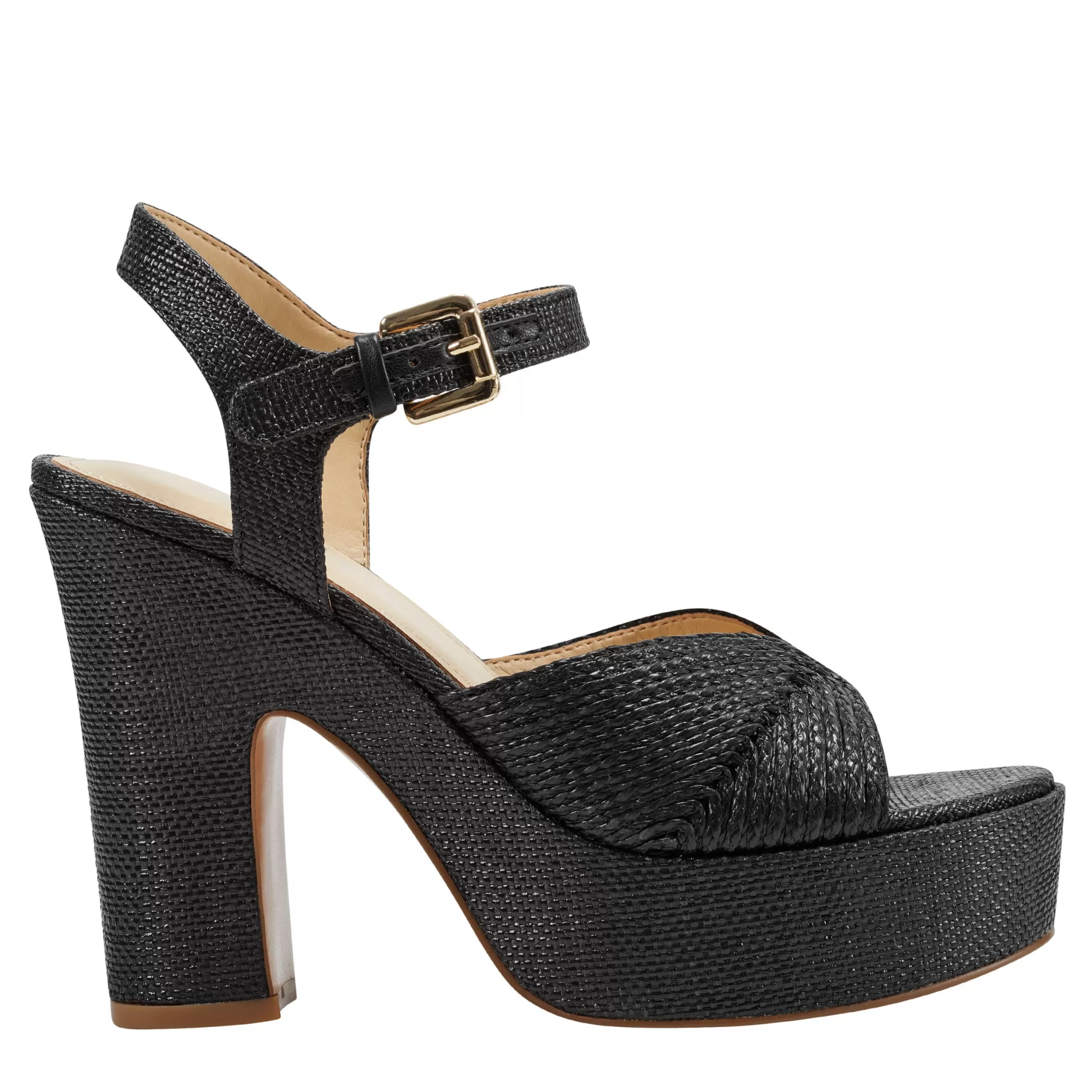 Sale Marc Fisher Starla Block Heel Platform Sandal Black