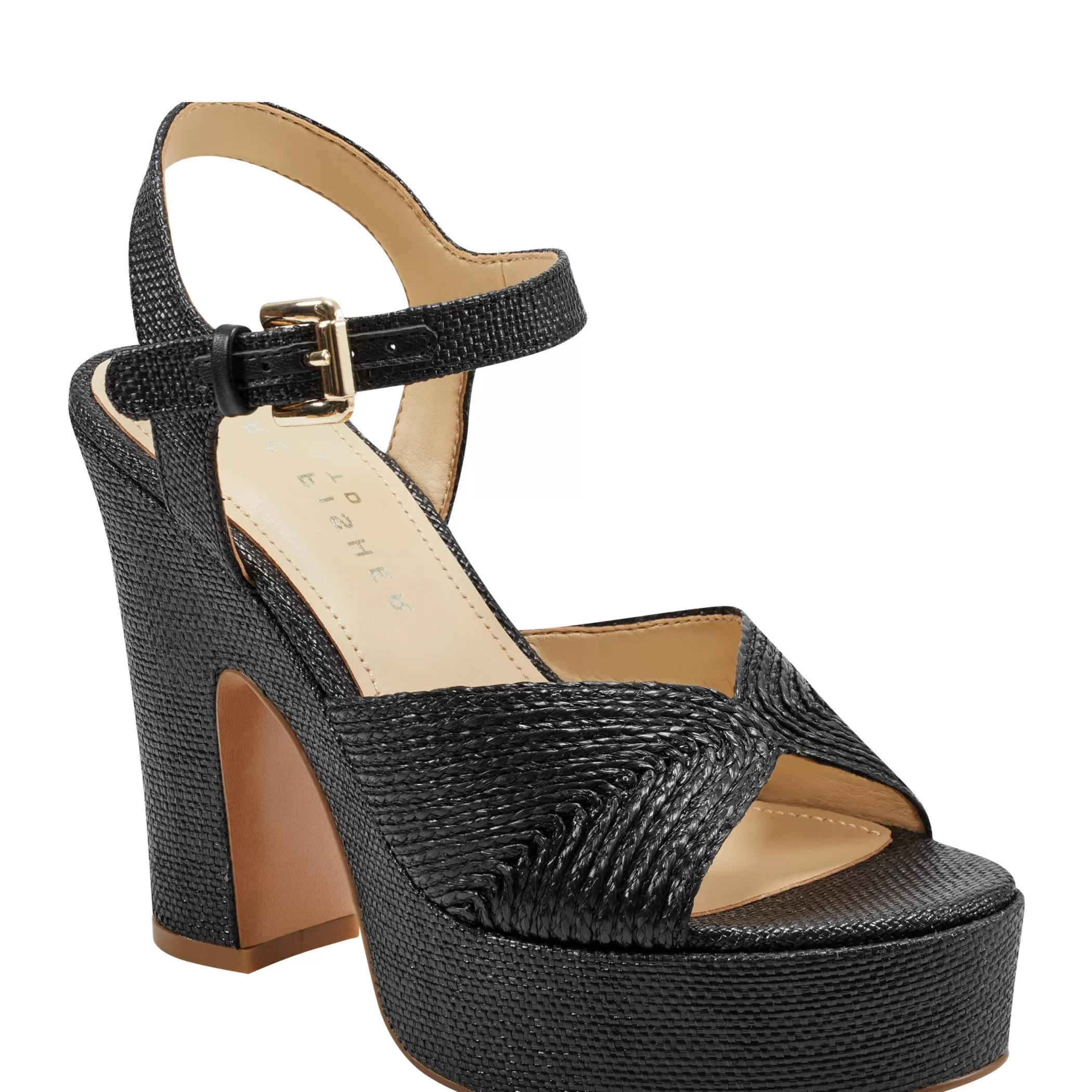 Sale Marc Fisher Starla Block Heel Platform Sandal Black