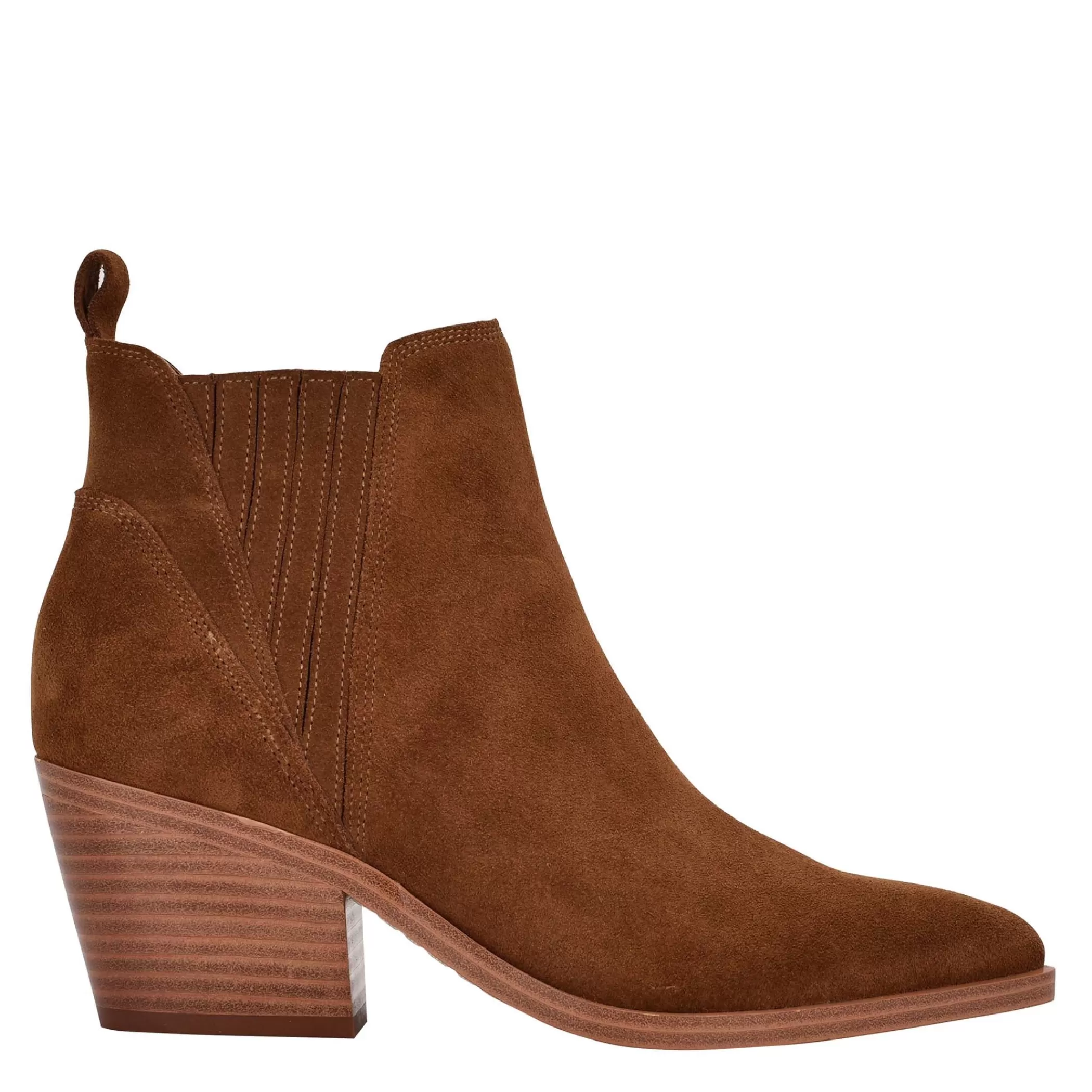 New Marc Fisher Teona Pointy Toe Chelsea Bootie Brown Suede