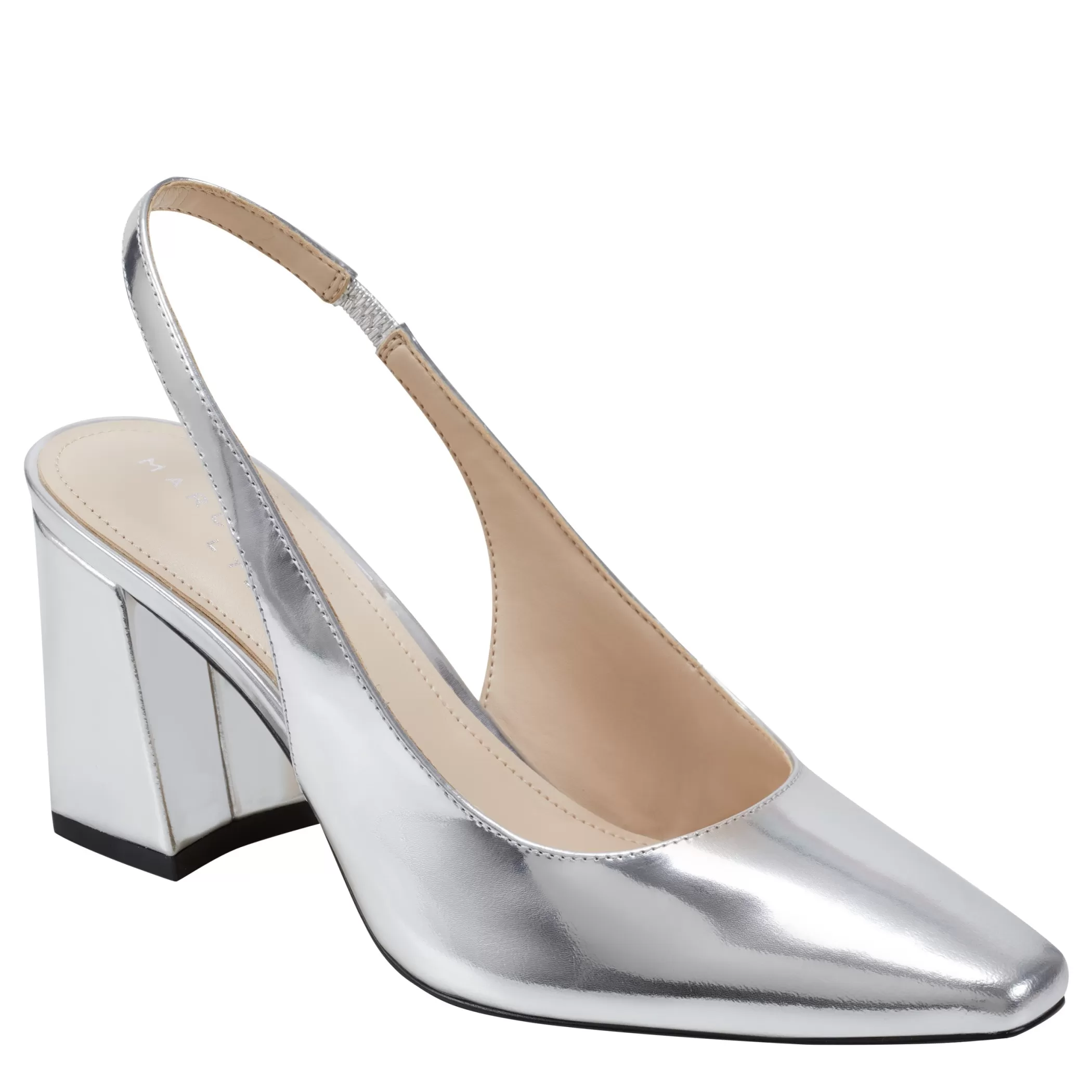 Best Sale Marc Fisher Valinda Slingback Heel Silver Leather