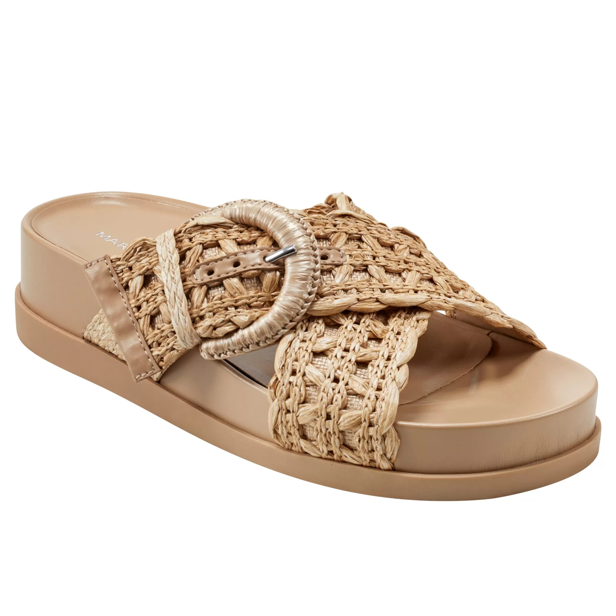 Shop Marc Fisher Welti Flat Footbed Sandal Medium Natural