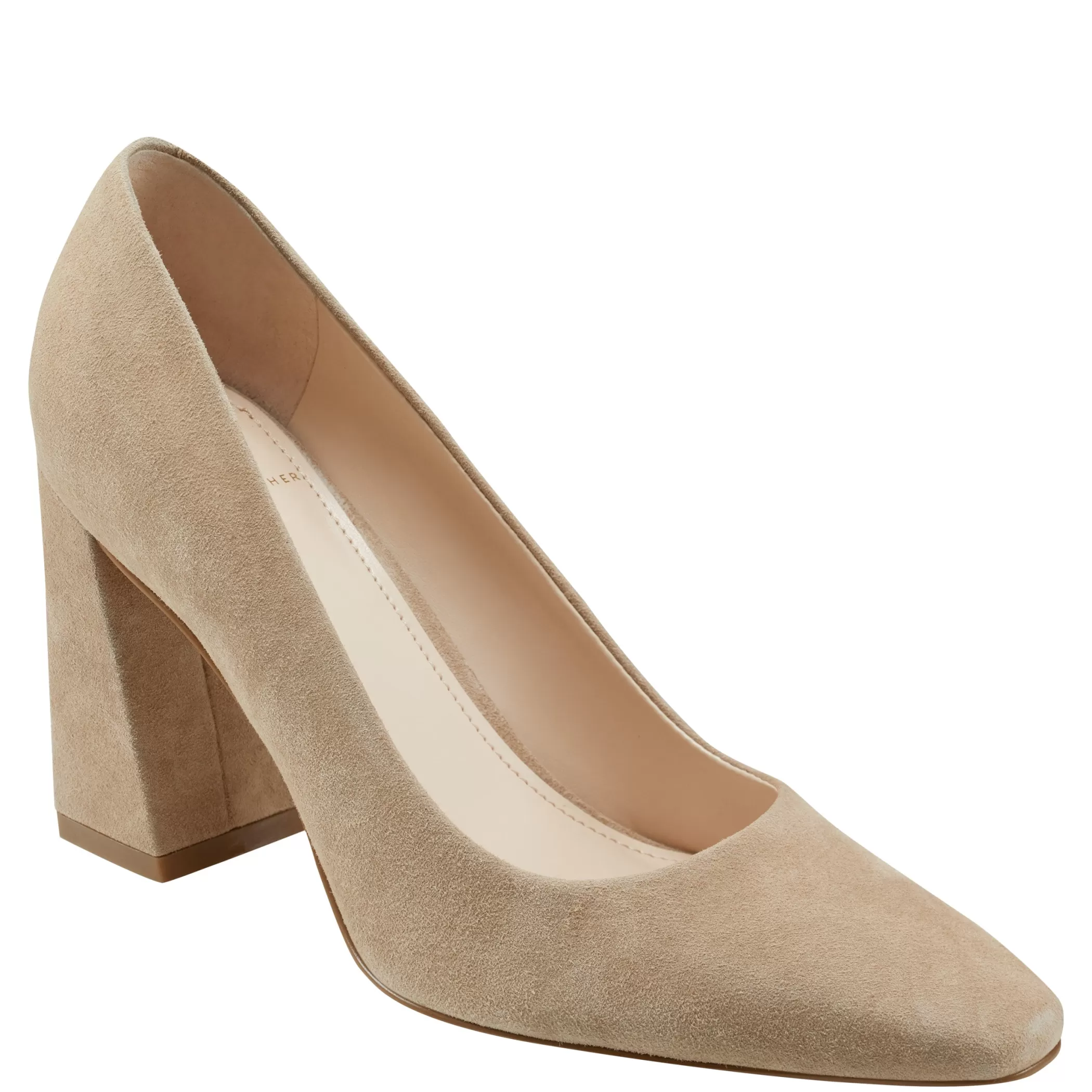 New Marc Fisher Yalina Block Heel Pump Sahara Suede