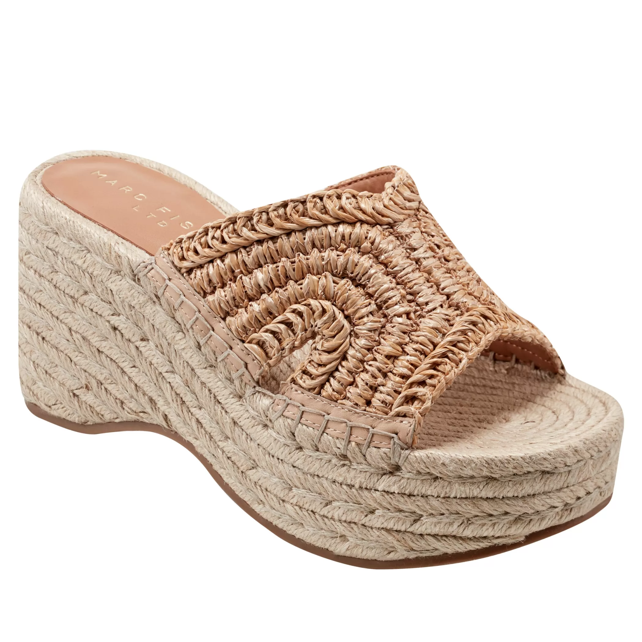 New Marc Fisher Zakki Platform Espadrille Sandal Light Natural