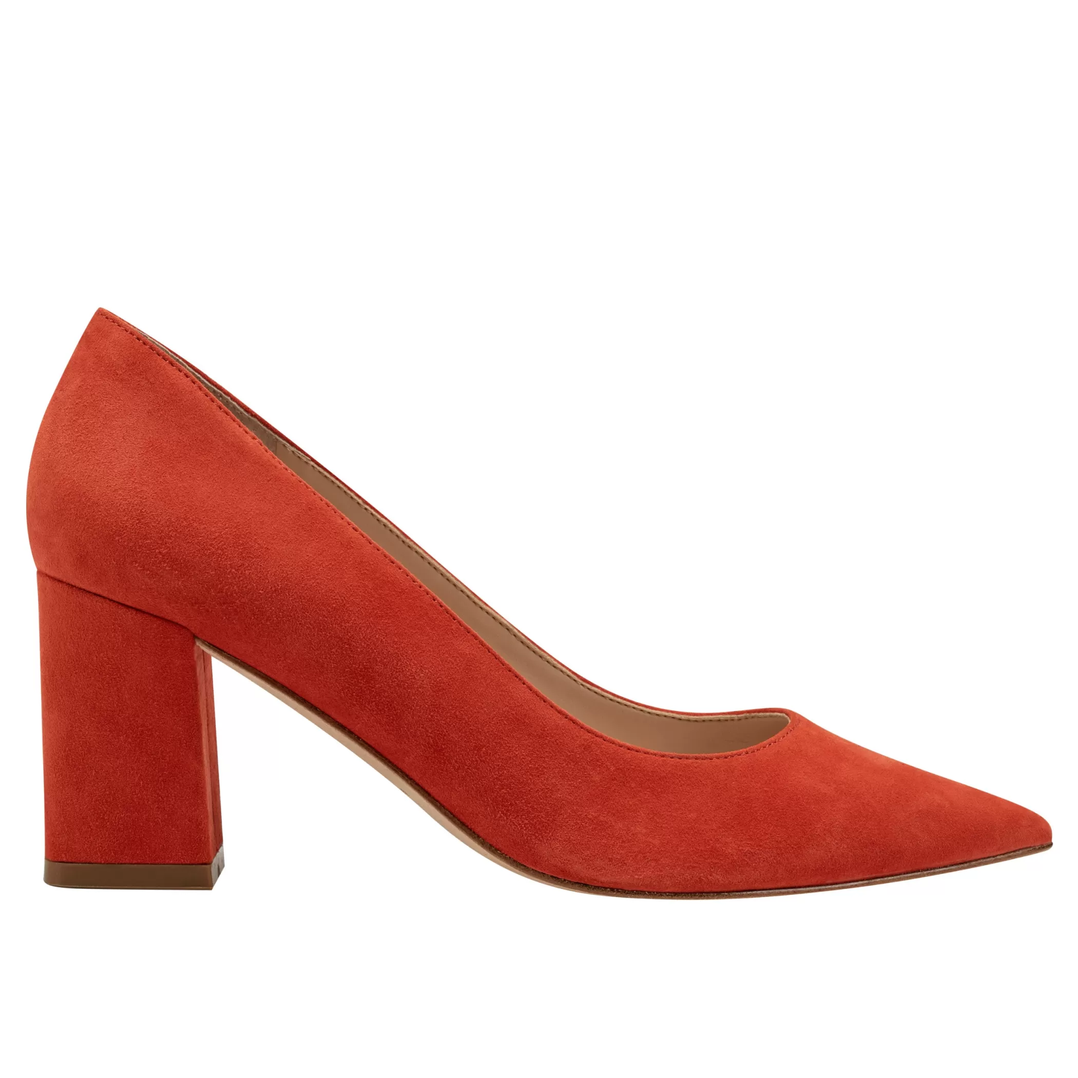 New Marc Fisher Zala Block Heel Pointy Toe Pump Orange