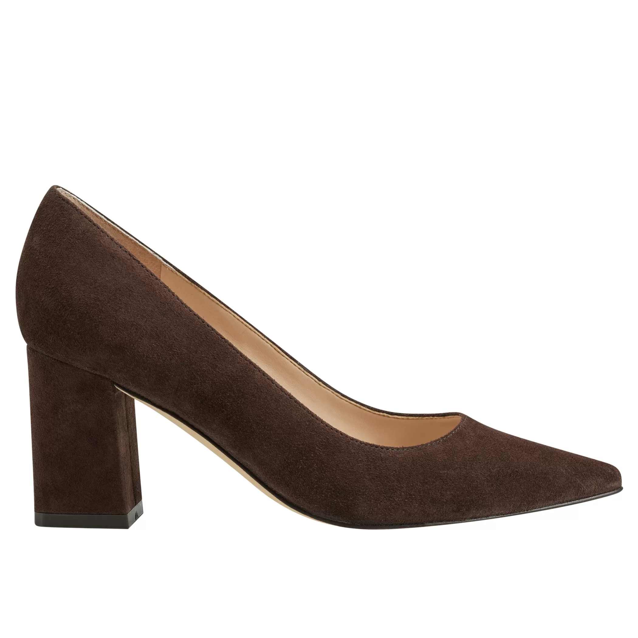 Discount Marc Fisher Zala Block Heel Pointy Toe Pump Dark Brown