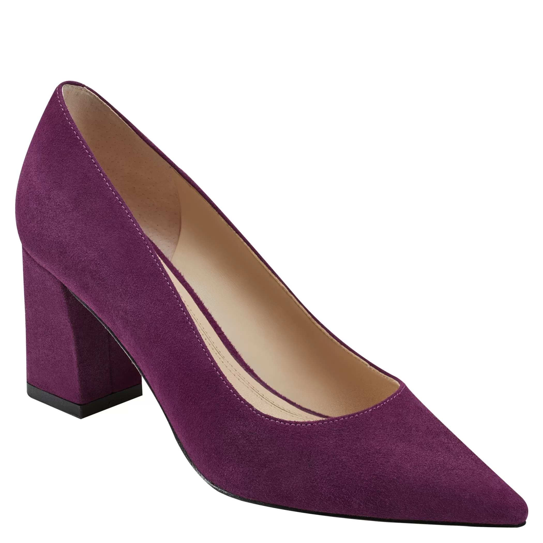 Best Sale Marc Fisher Zala Block Heel Pointy Toe Pump Purple Suede