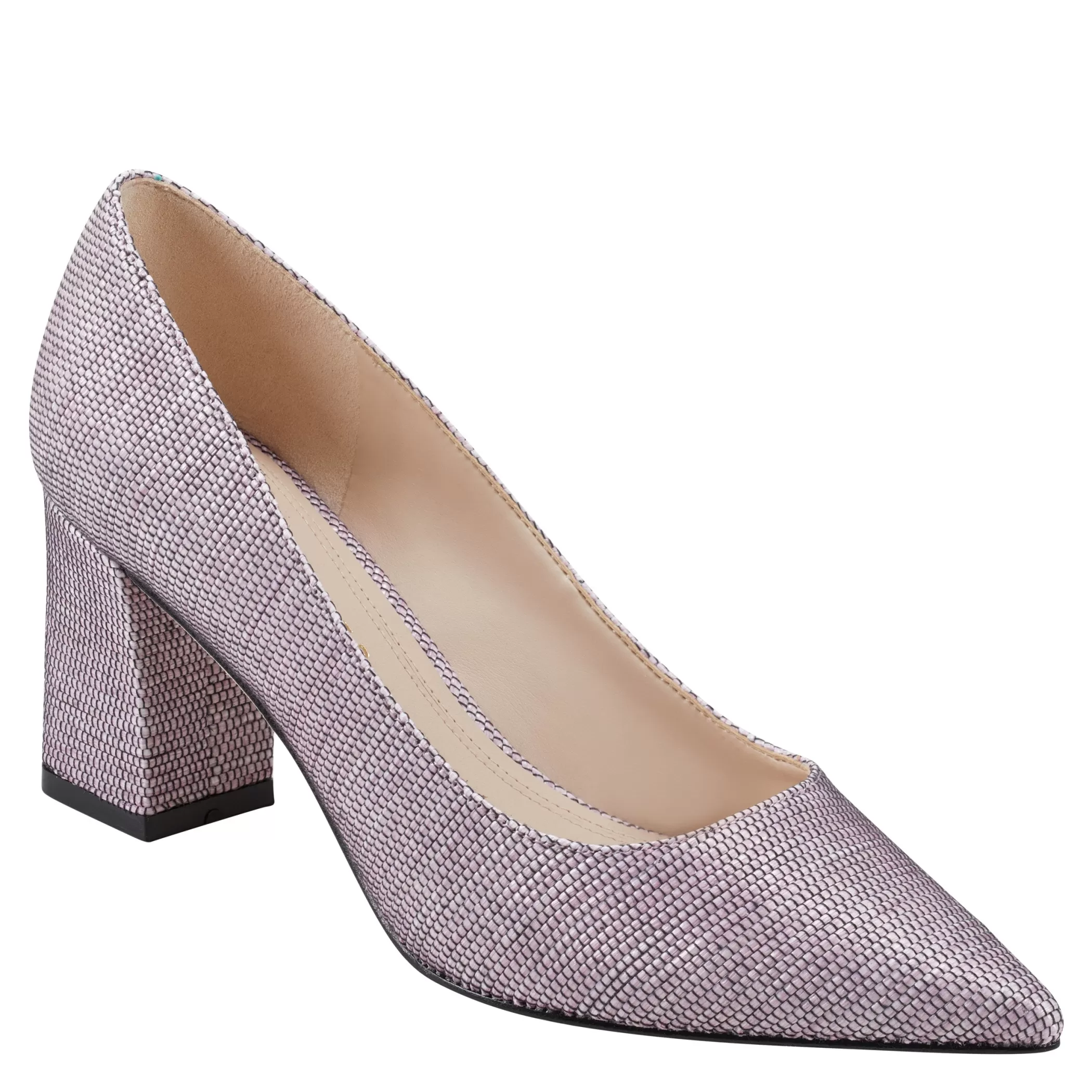 Online Marc Fisher Zala Block Heel Pointy Toe Pump Pink Raffia Multi