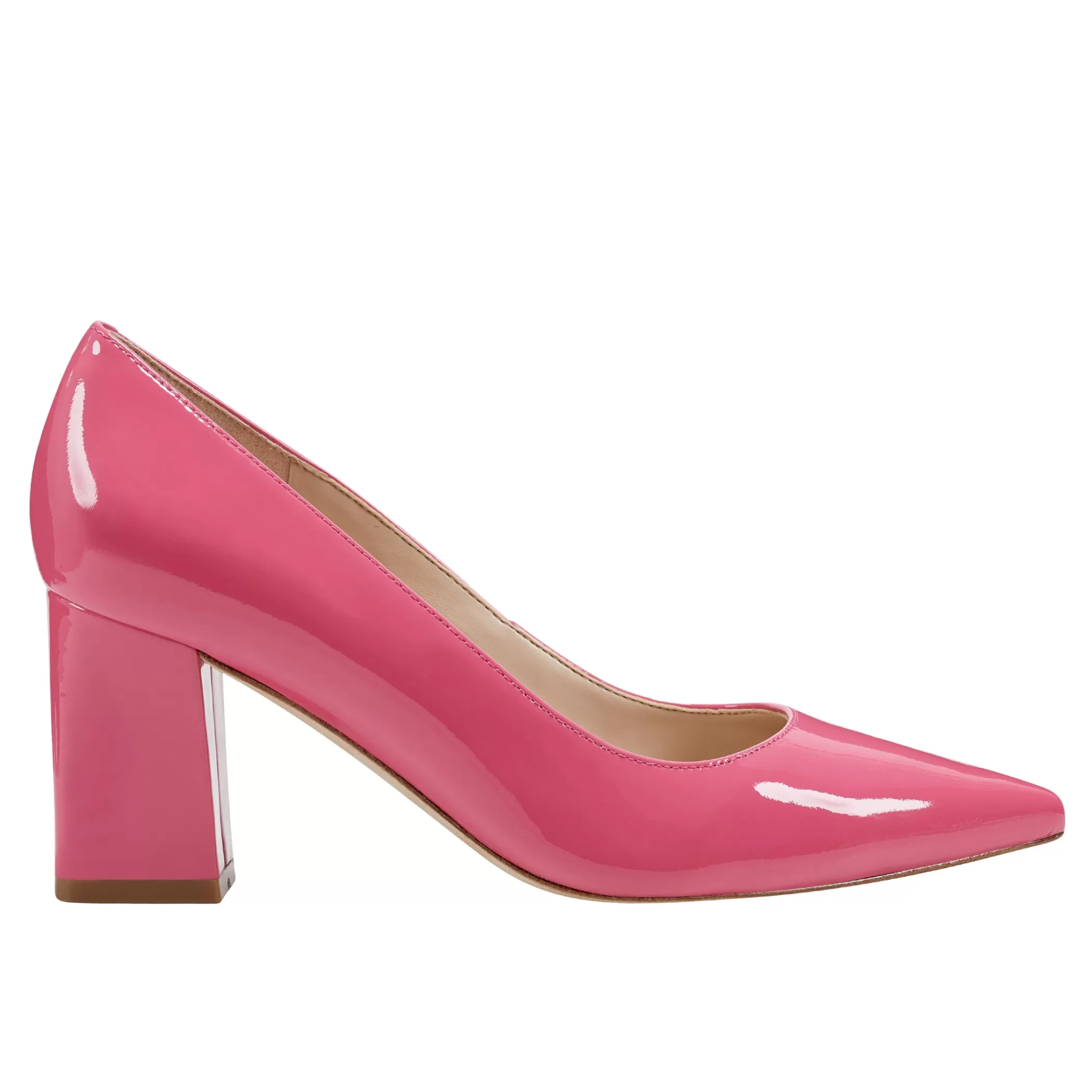 Online Marc Fisher Zala Block Heel Pointy Toe Pump Pink Patent Leather