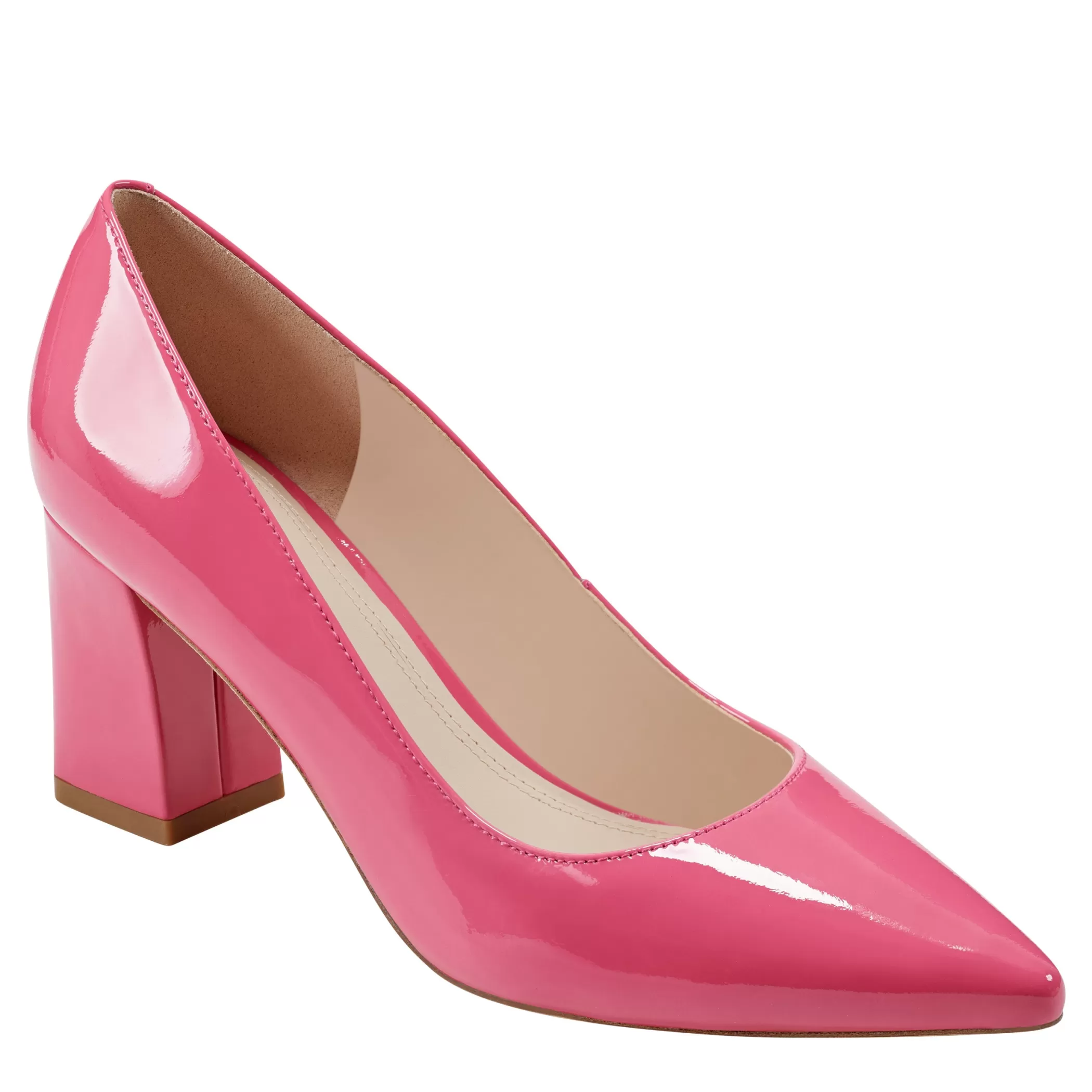 Online Marc Fisher Zala Block Heel Pointy Toe Pump Pink Patent Leather