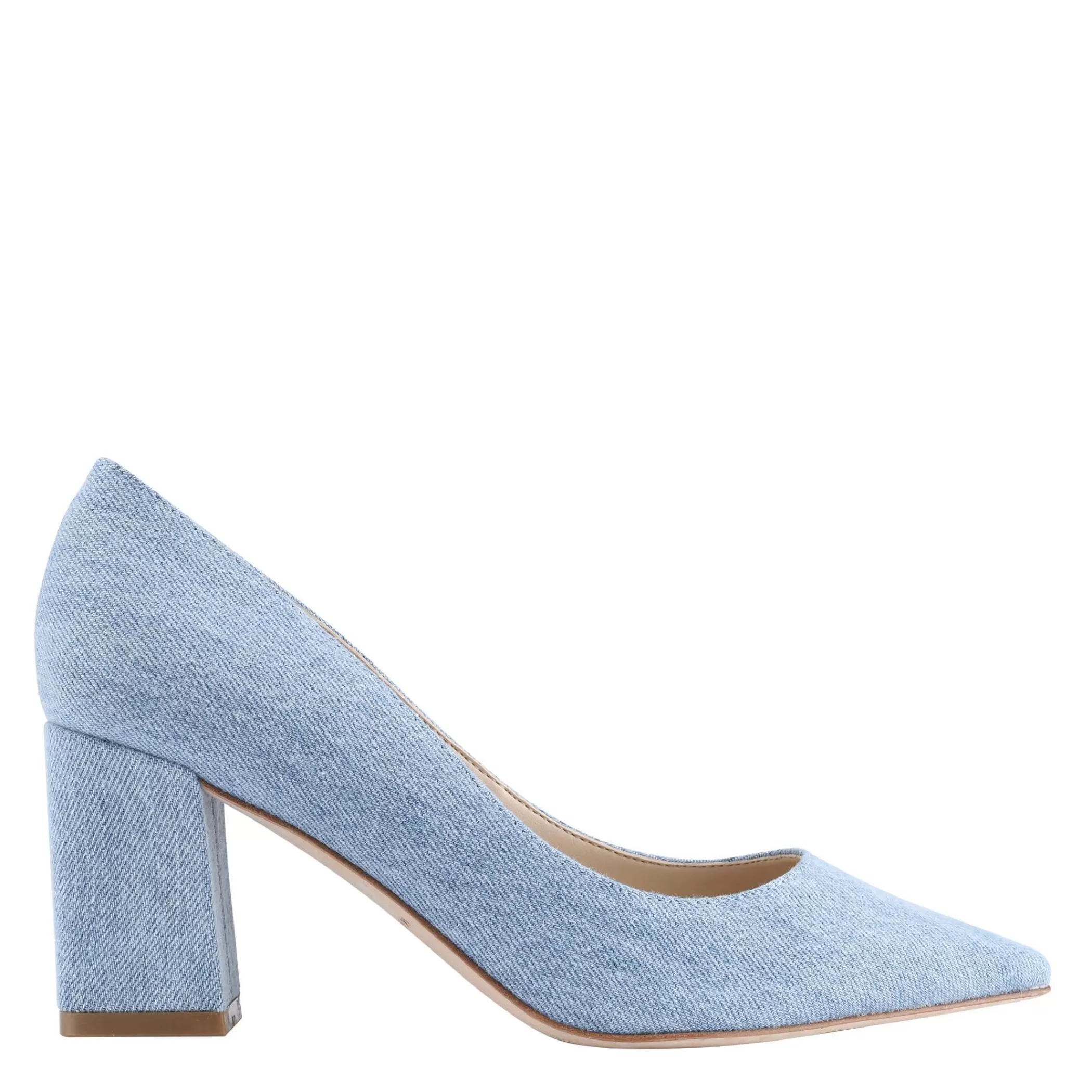 Discount Marc Fisher Zala Block Heel Pointy Toe Pump Light Blue Denim