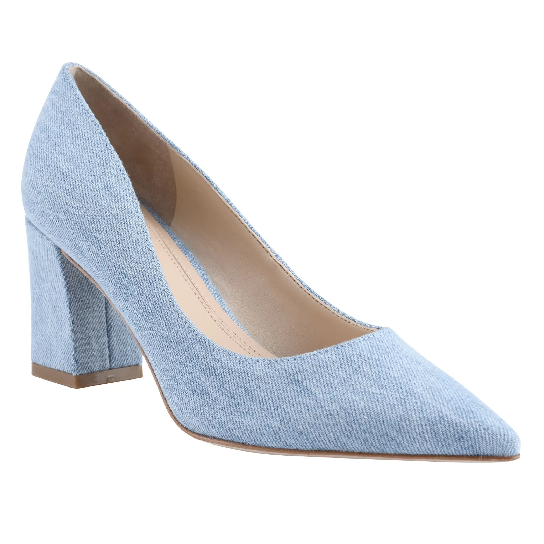 Discount Marc Fisher Zala Block Heel Pointy Toe Pump Light Blue Denim