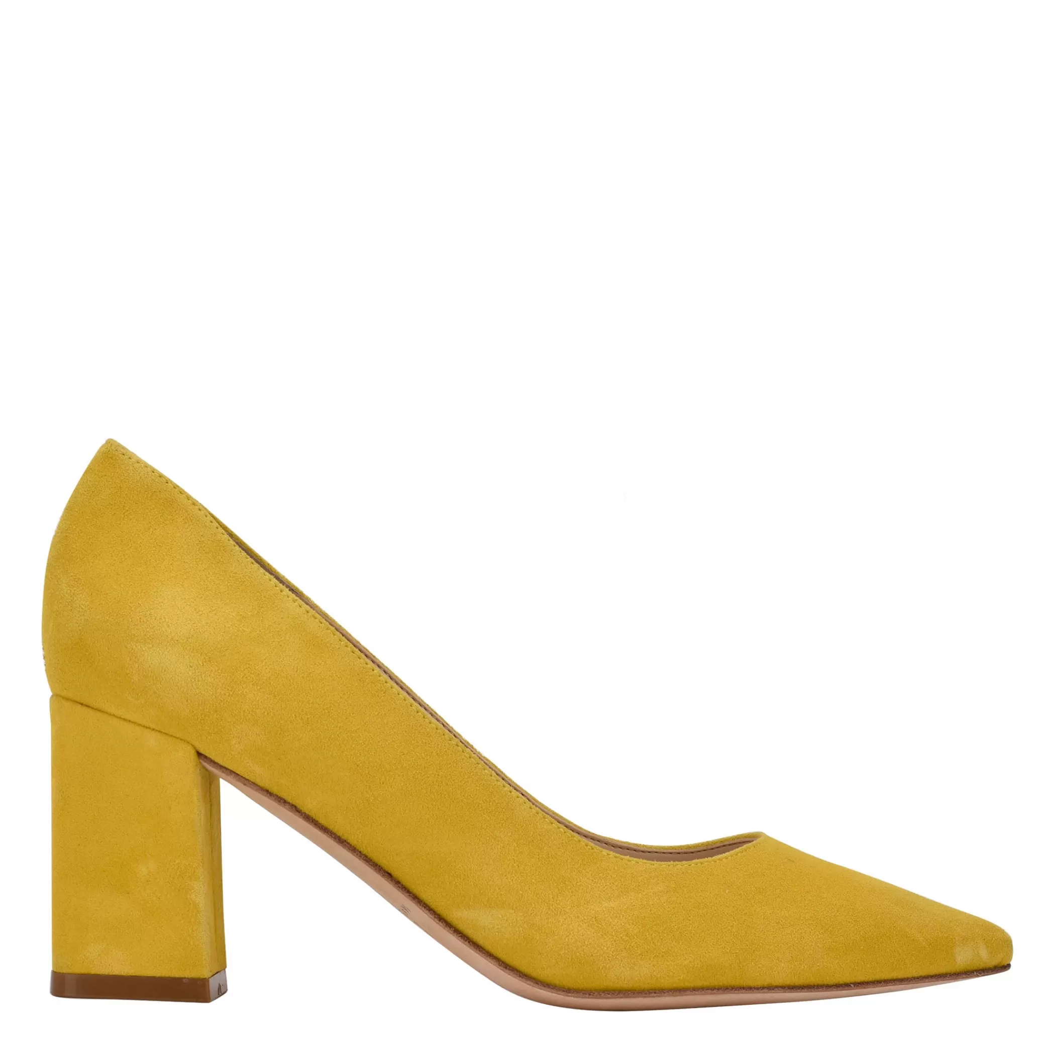 Online Marc Fisher Zala Block Heel Pointy Toe Pump Bright Yellow Suede