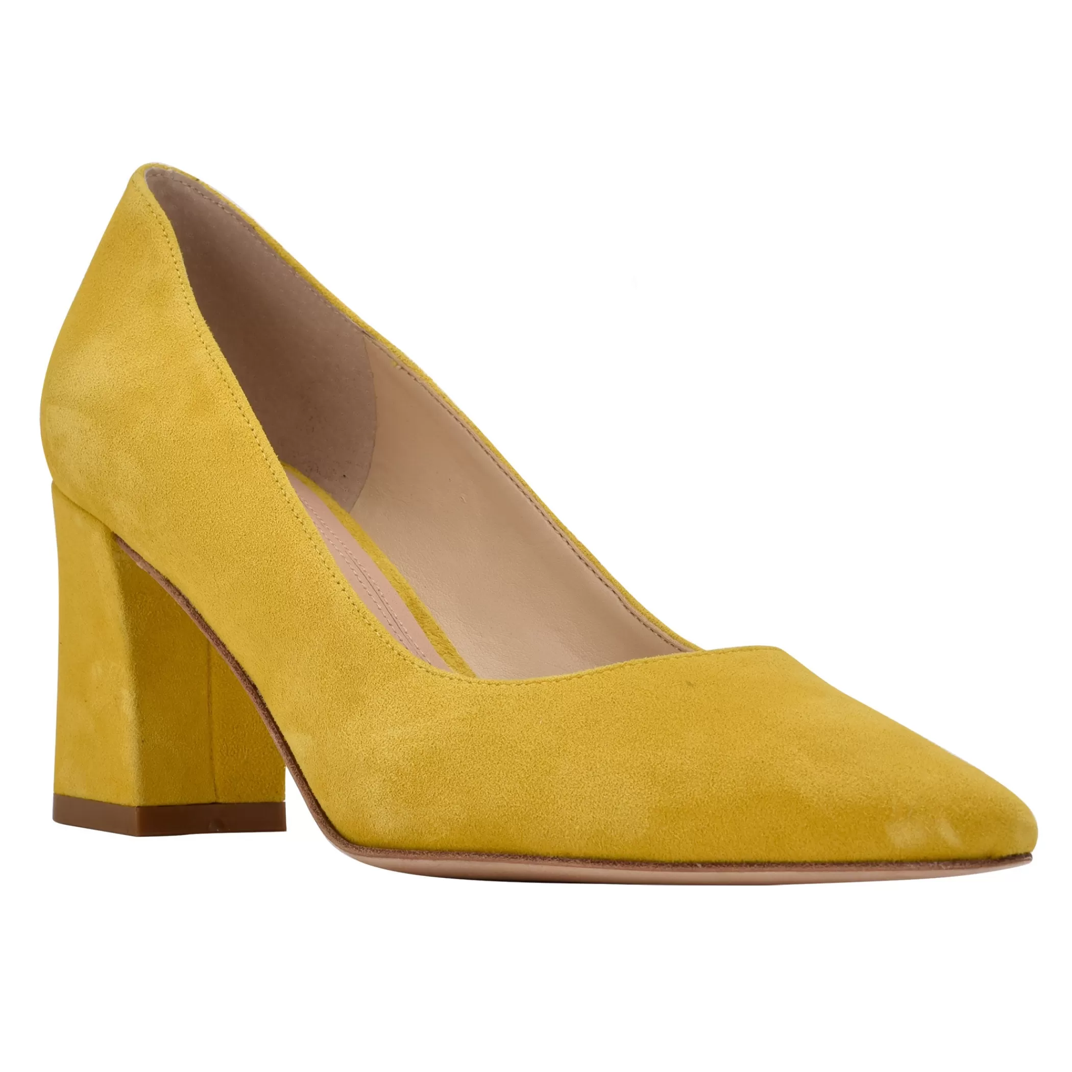 Online Marc Fisher Zala Block Heel Pointy Toe Pump Bright Yellow Suede