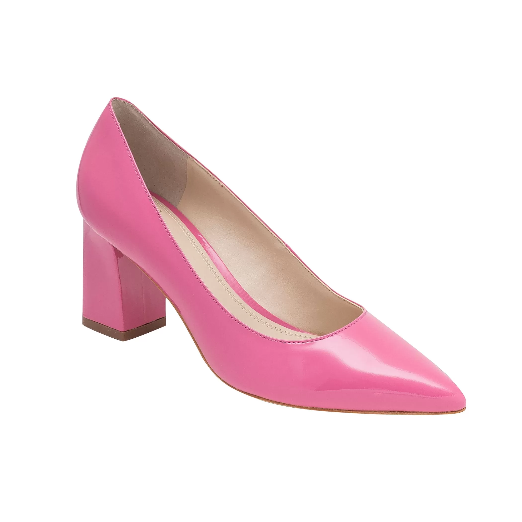 Discount Marc Fisher Zala Block Heel Pointy Toe Pump Pink Patent Leather