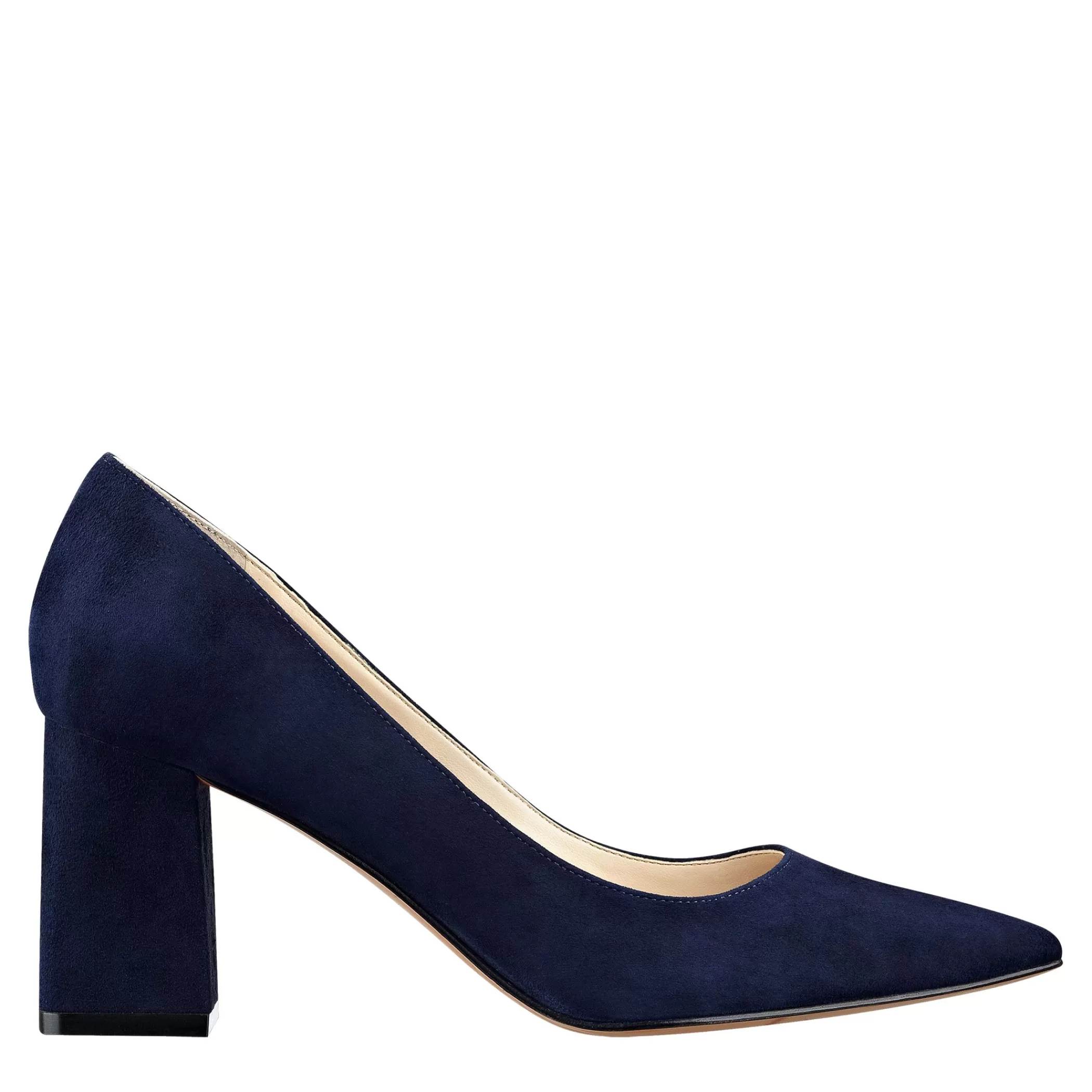 Outlet Marc Fisher Zala Block Heel Pointy Toe Pump NAVY SUEDE